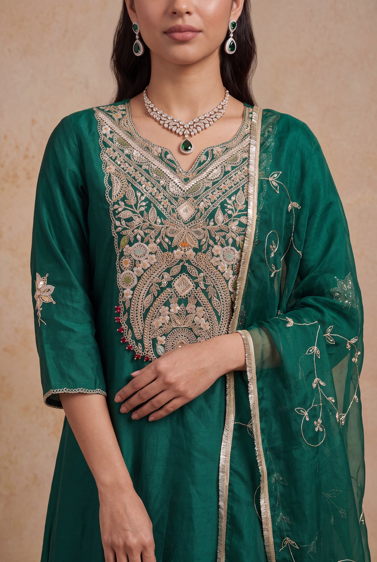 Emerald Green Silk Salwar Set