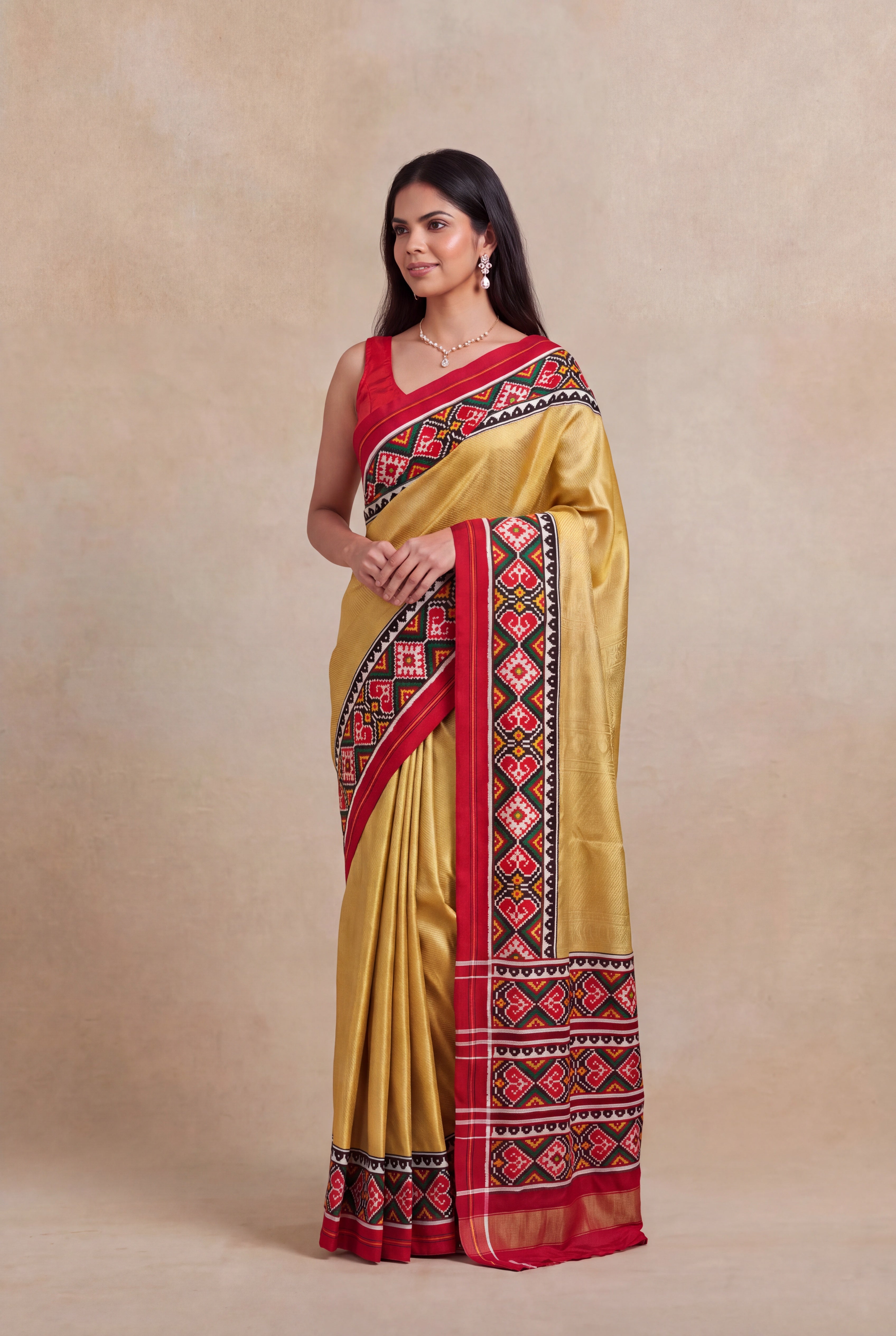 Gold Kanchivaram Silk Fusion Saree