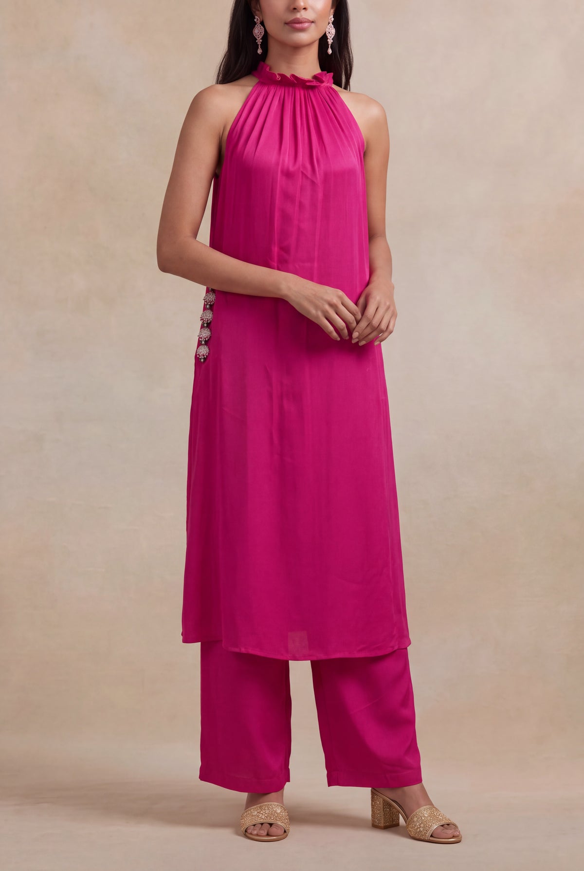Pink Satin Indo-Western