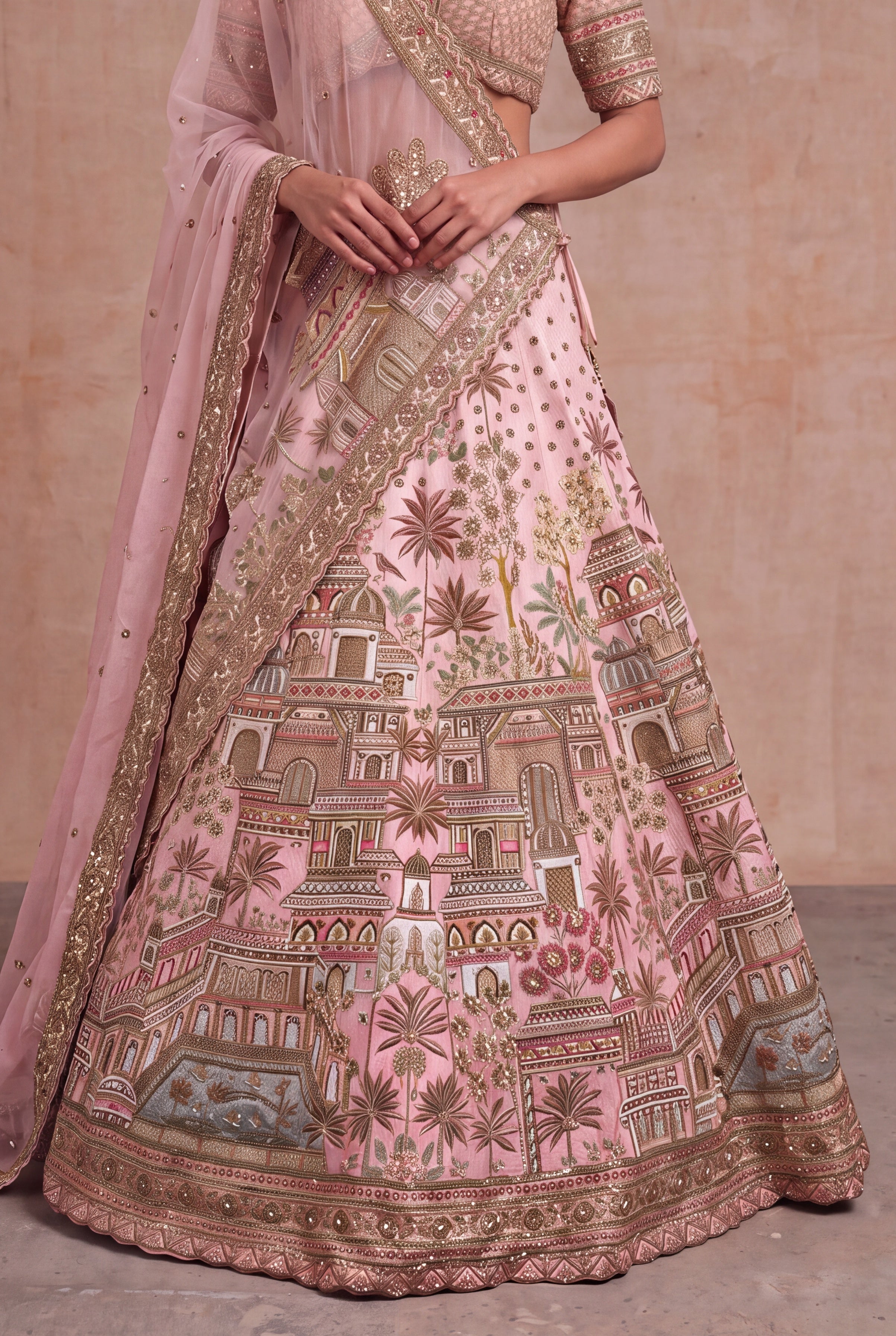 Blush Pink Raw Silk Lehenga
