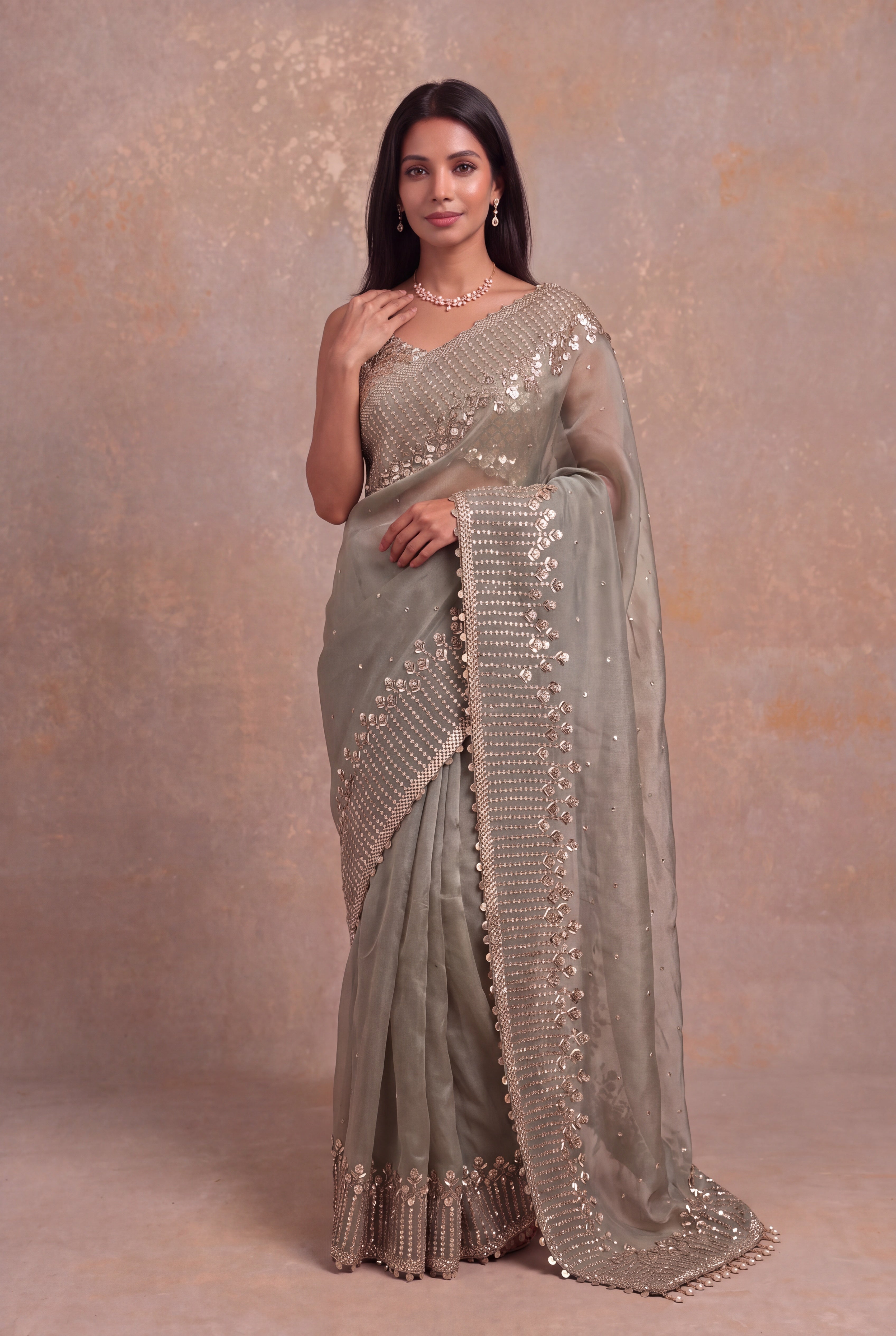 Sage Green Organza Saree