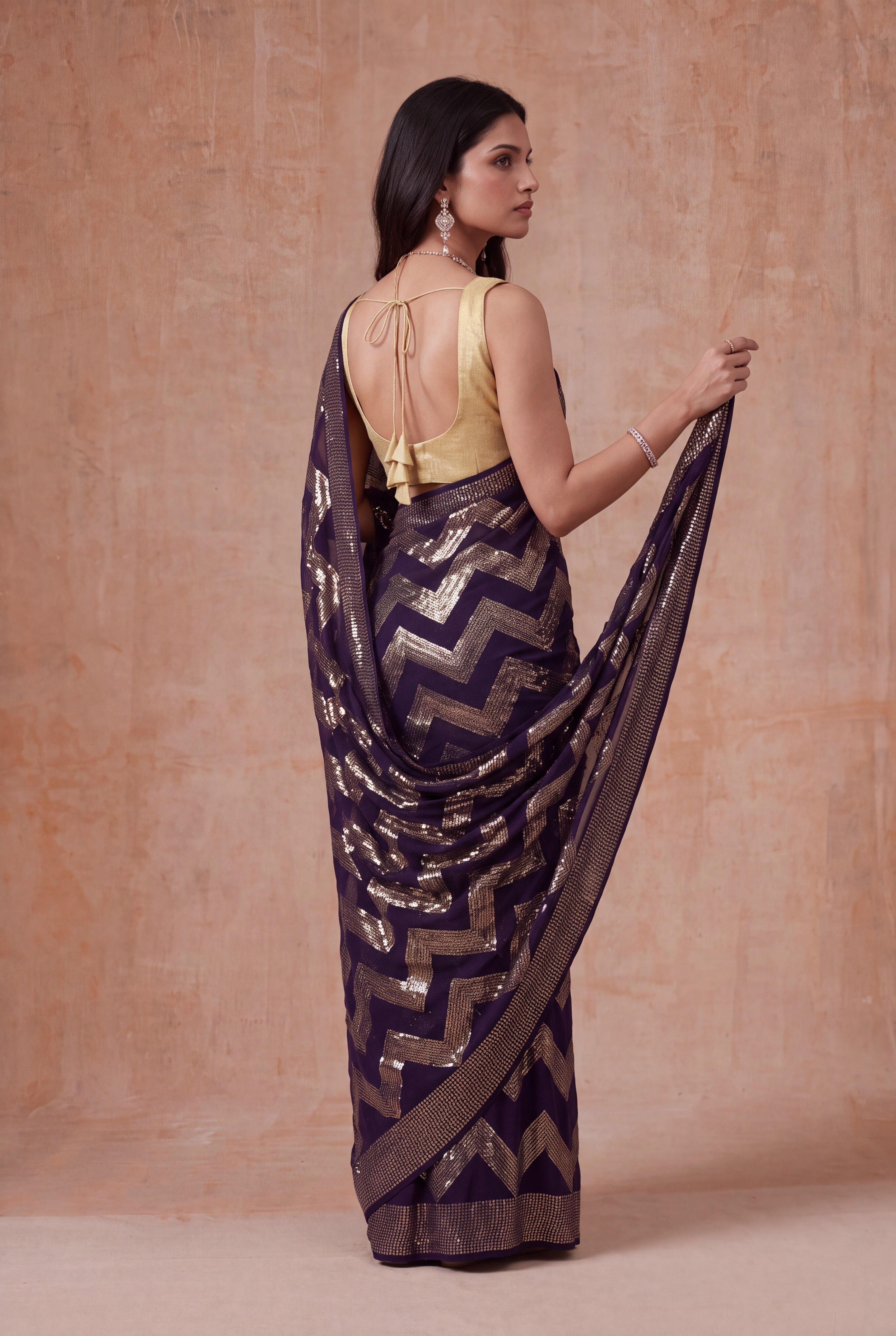 Dark Brown Georgette Saree