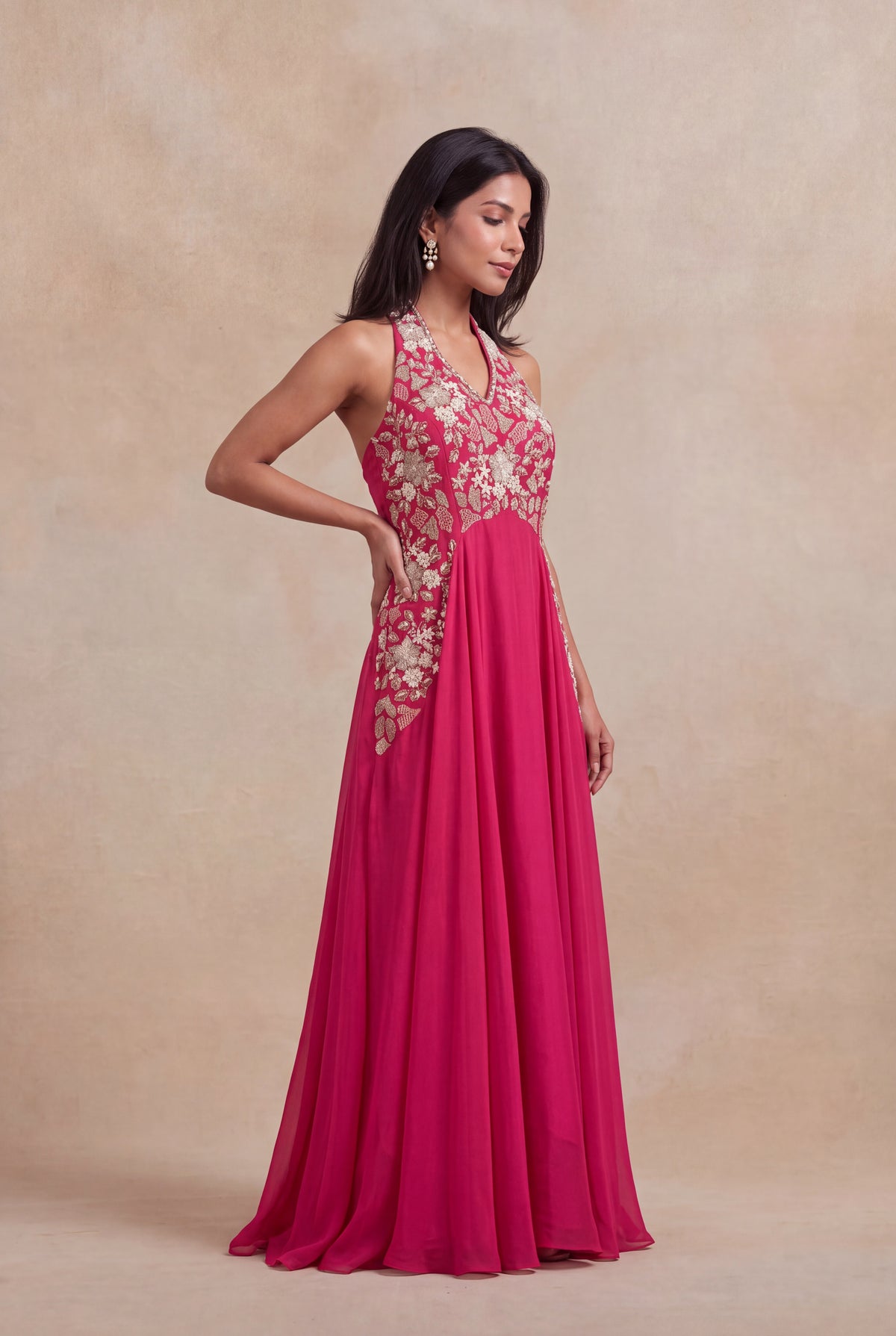Pink Satin Silk Gown