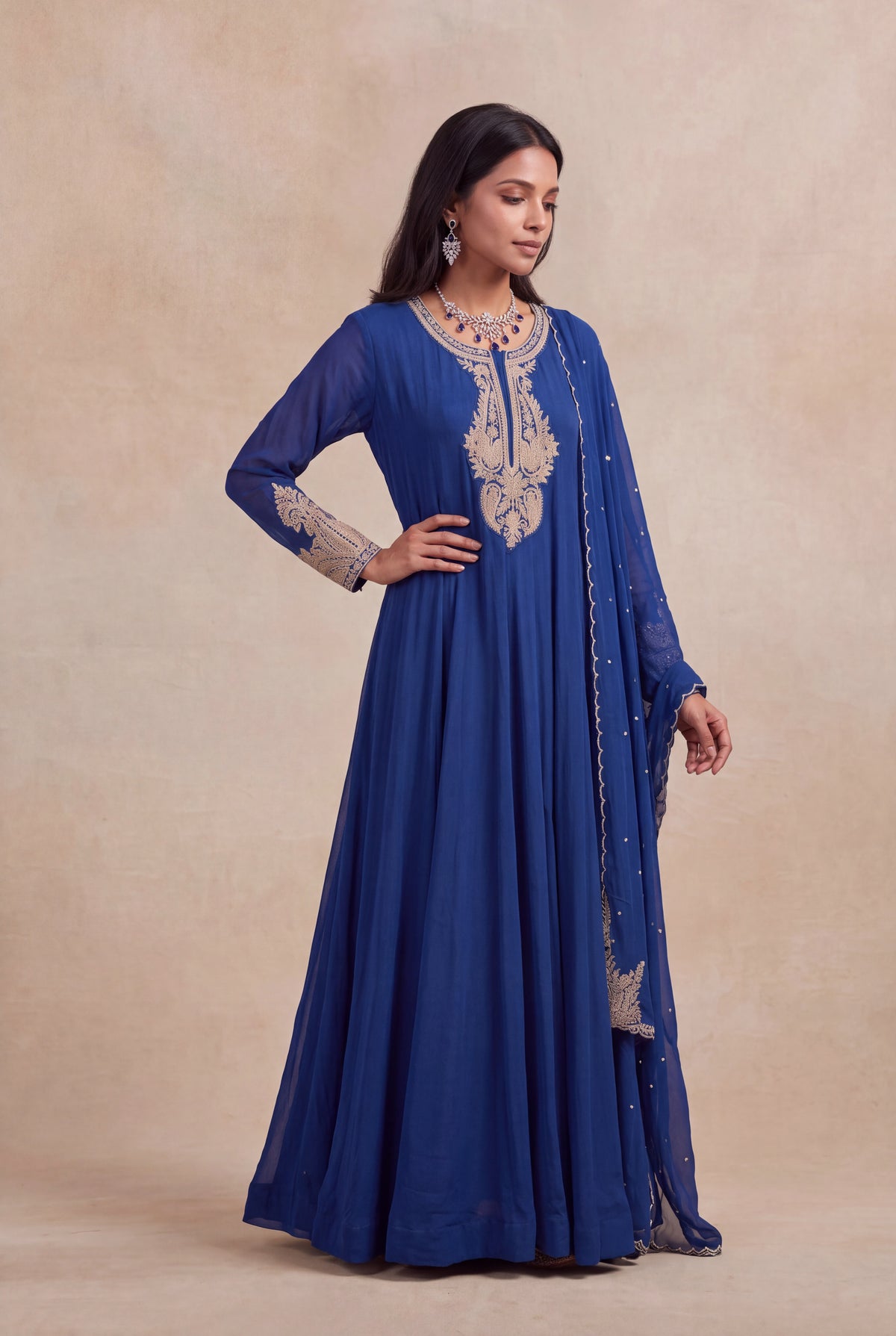 Royal Blue Georgette Anarkali Suit