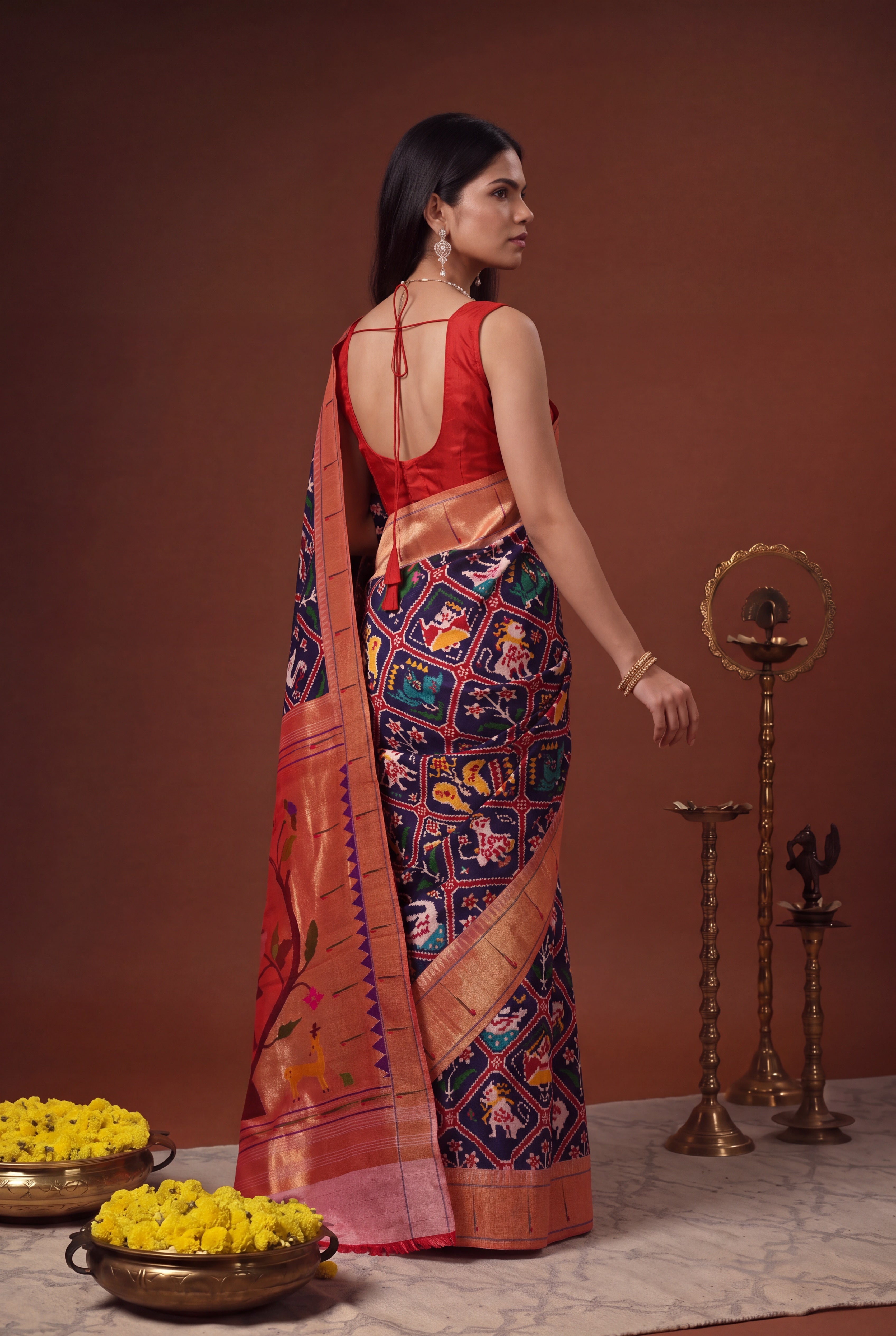 Royal Blue Pattan Patola Fusion Silk Saree