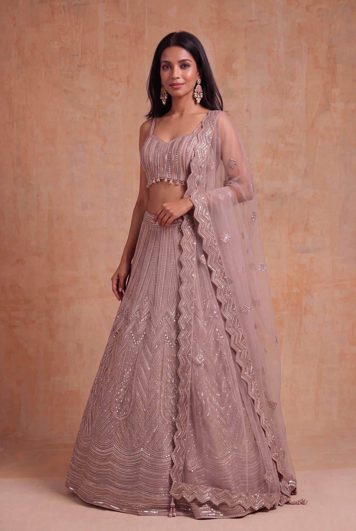 Dusty Rose Embellished Lehenga
