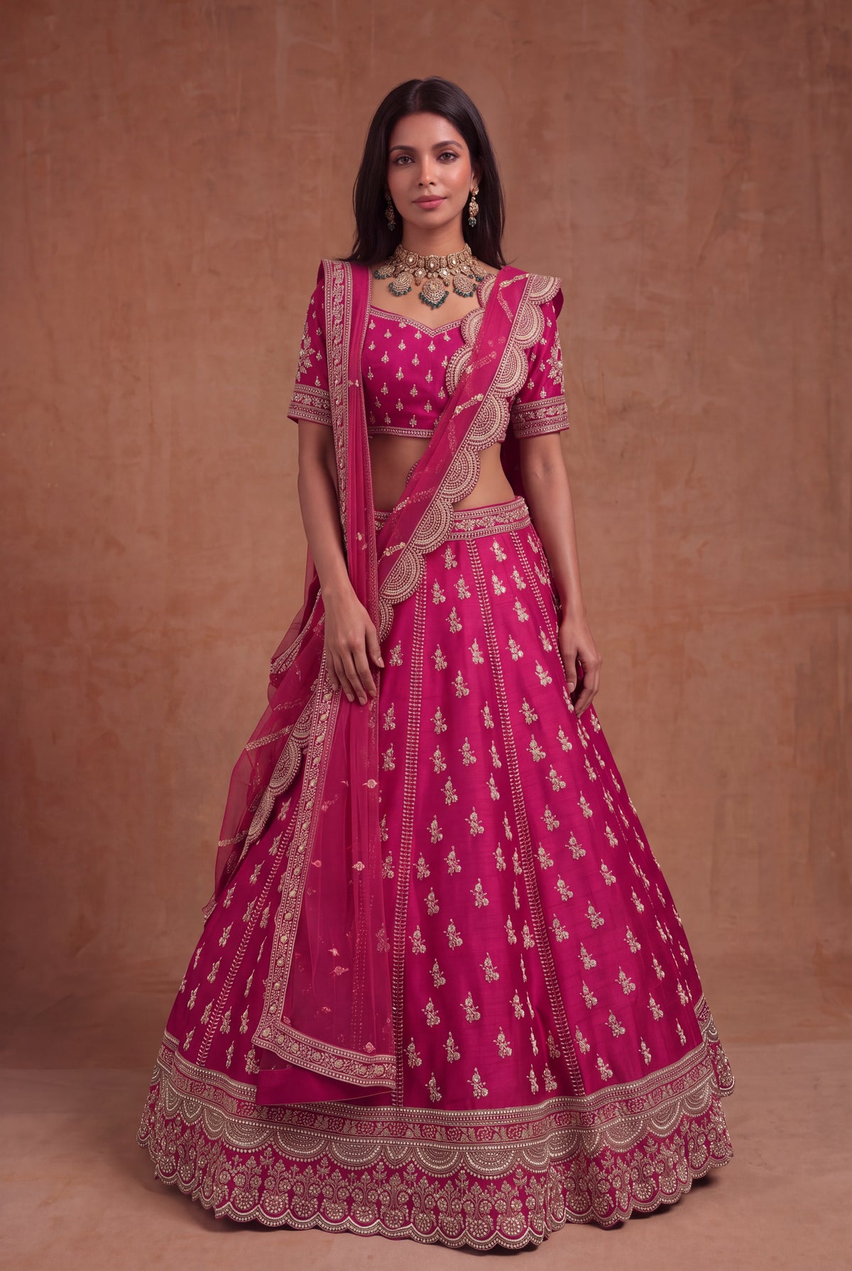 Rani Pink Raw Silk Lehenga