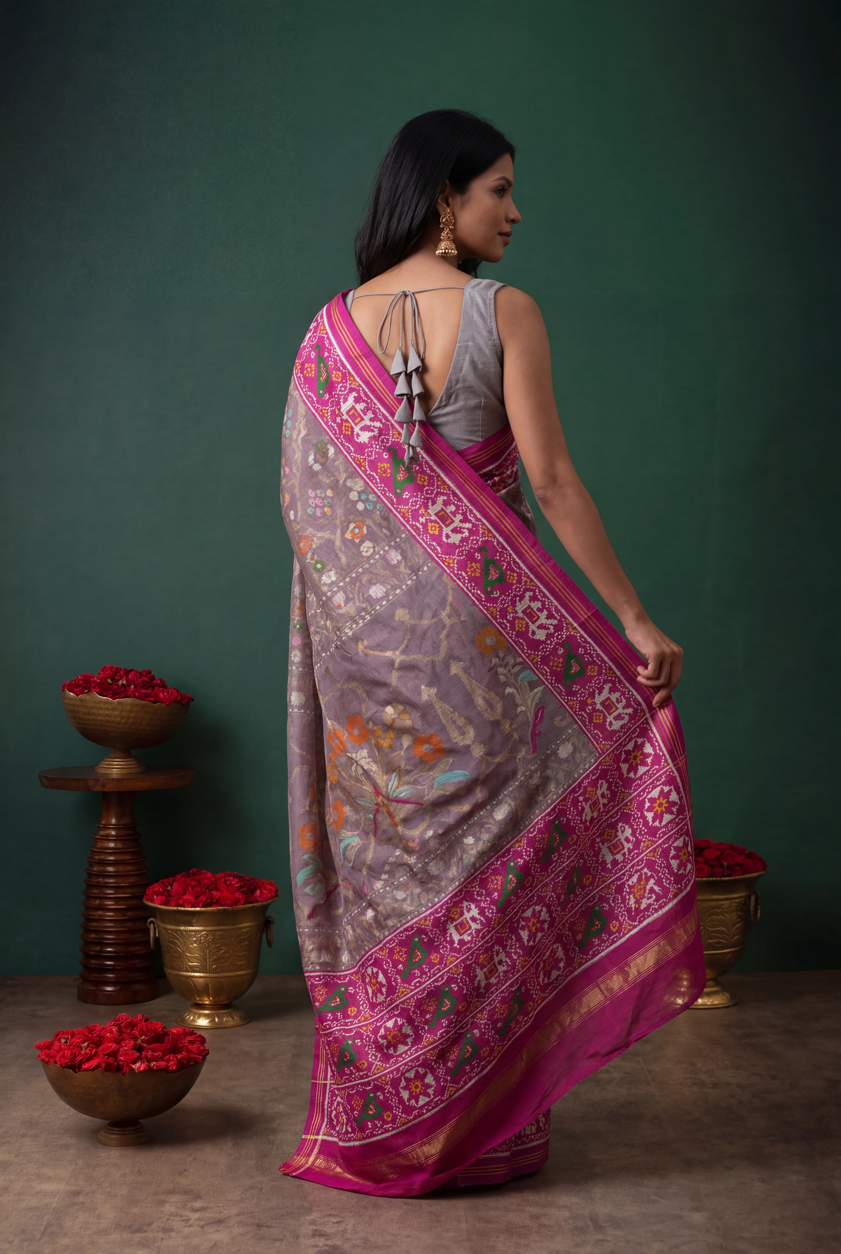 Lavender Kora Silk Saree