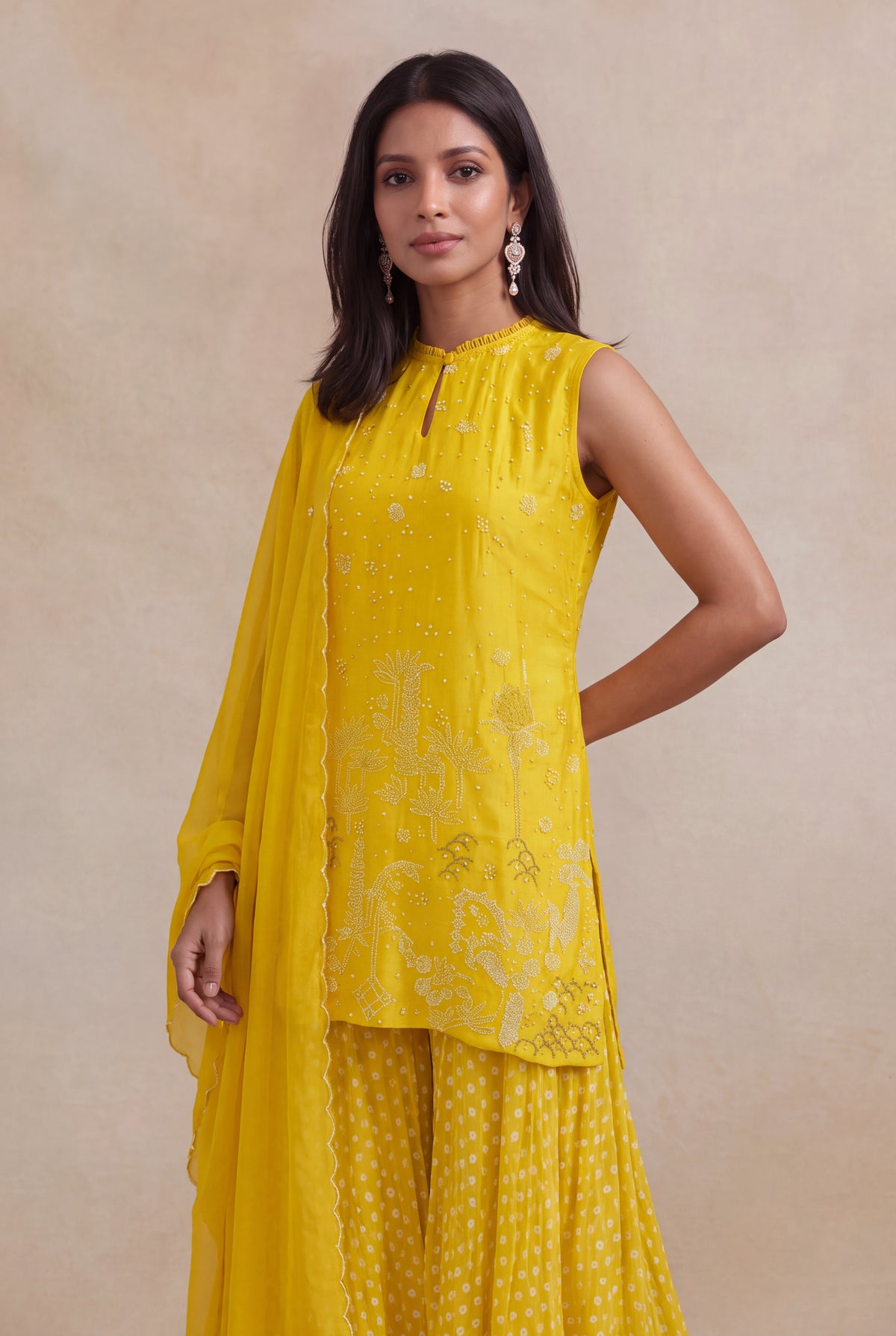 Sunshine Yellow Silk Palazzo Set