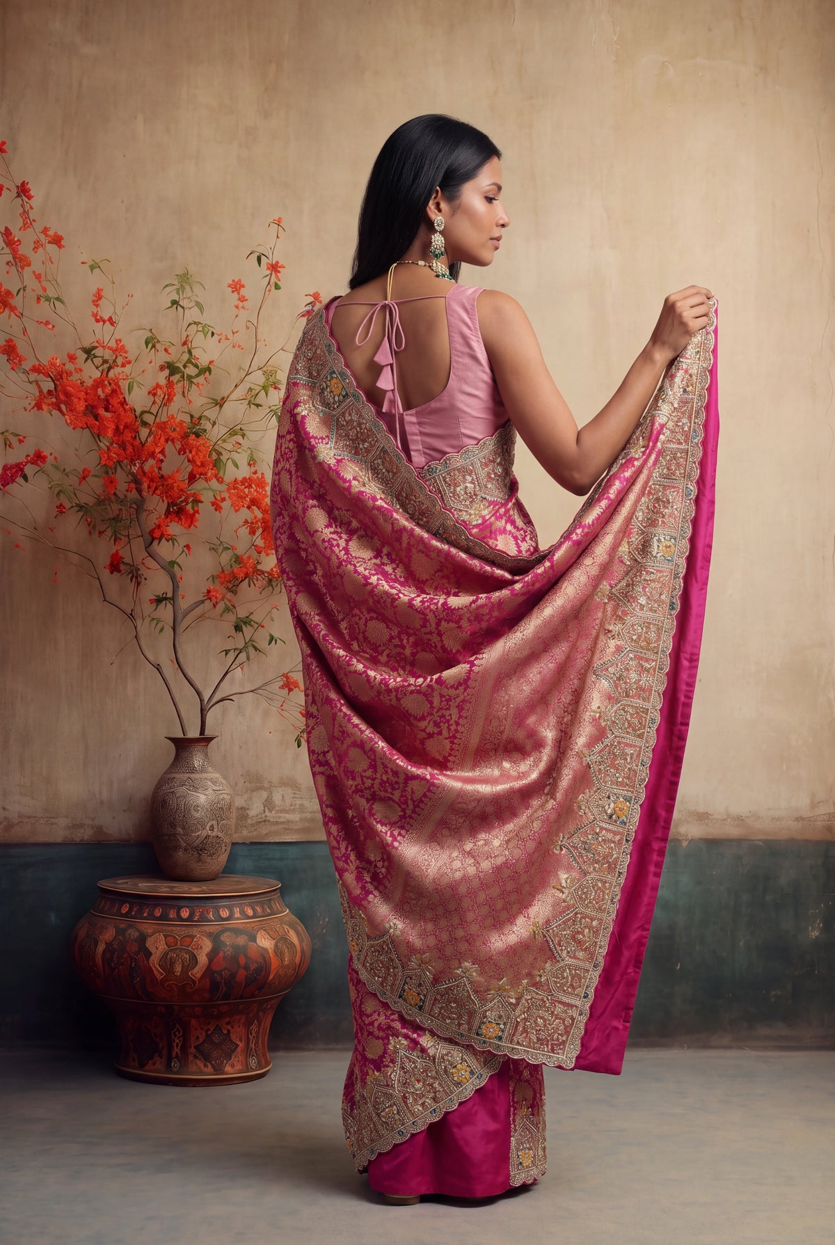 Rani Pink Banarasi Silk Saree