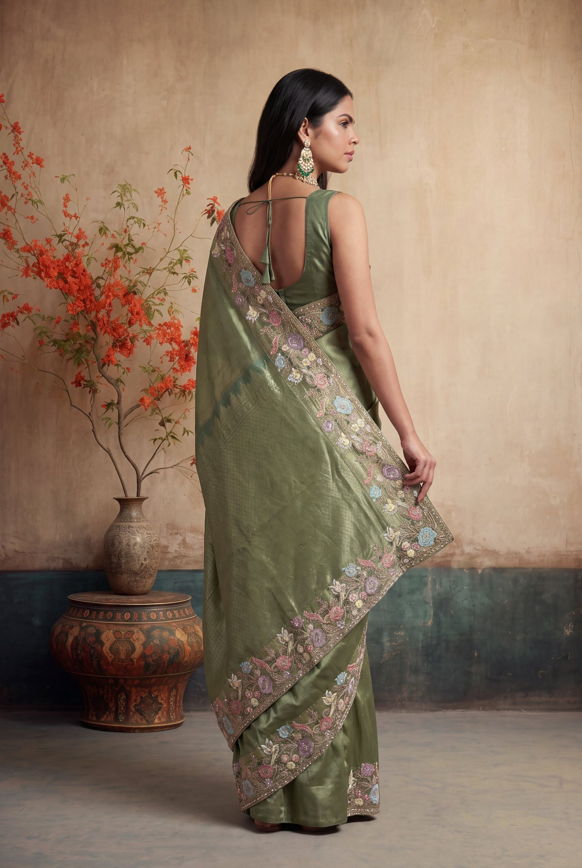 Sage Green Kanchivaram Pattu Silk Saree