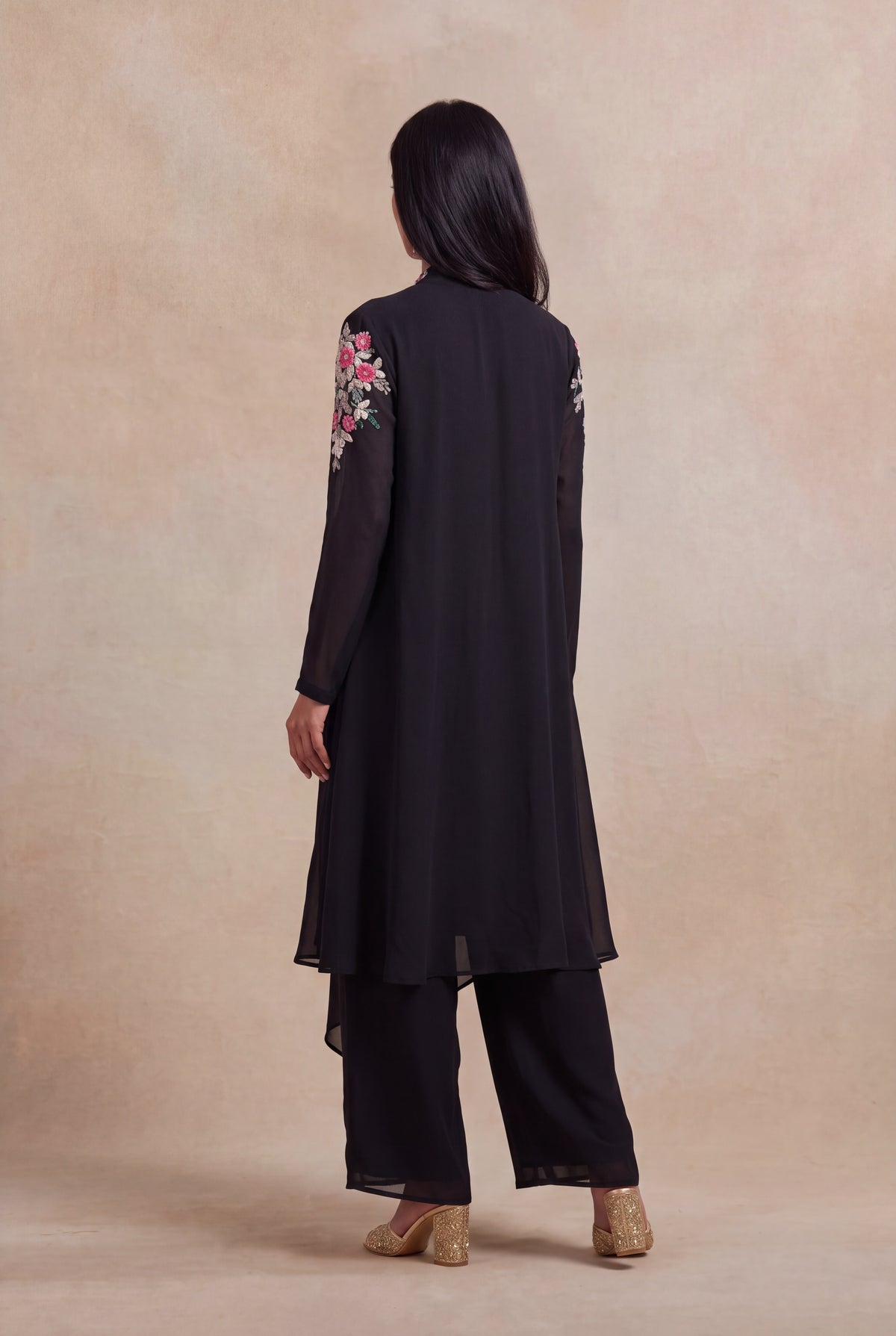 Black Georgette Indo-Western Set