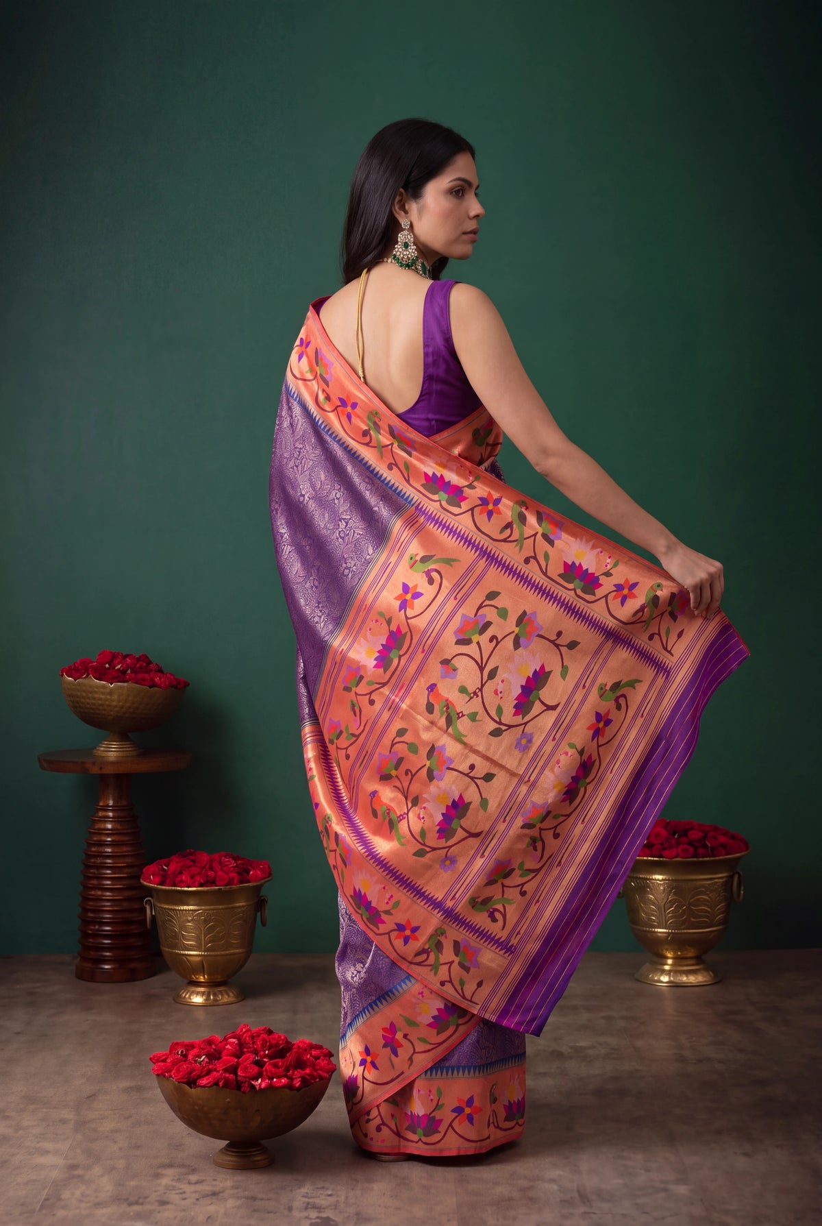 Purple Banarasi Silk Fusion Saree