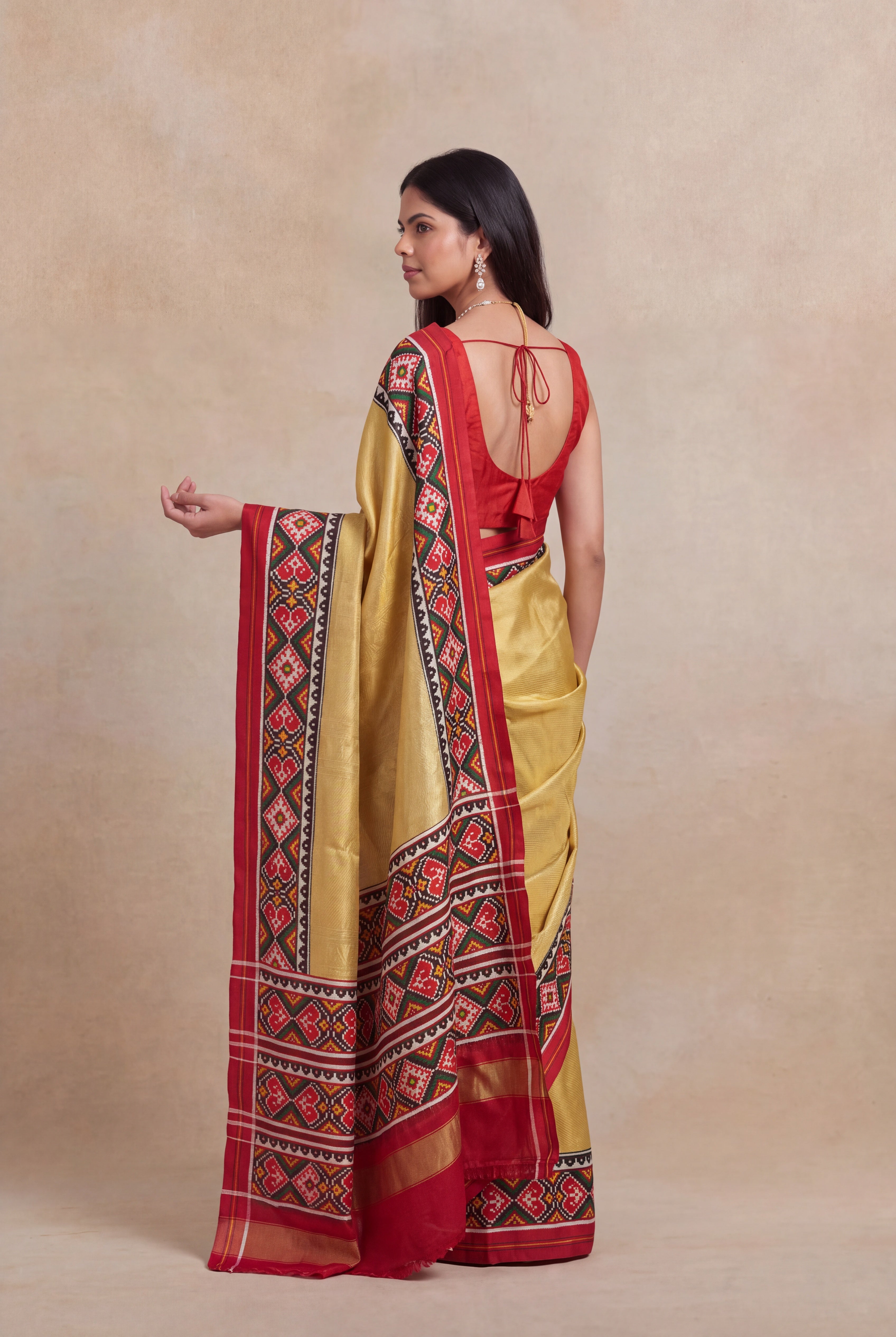 Gold Kanchivaram Silk Fusion Saree