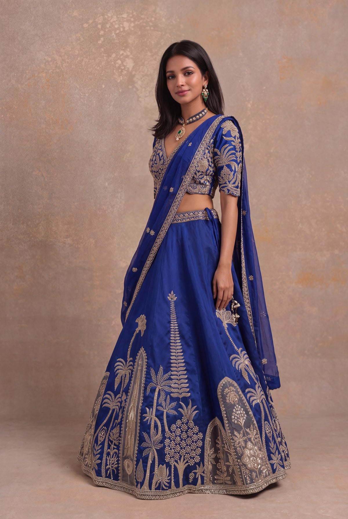 Ink Blue Kanchivaram Silk Lehenga