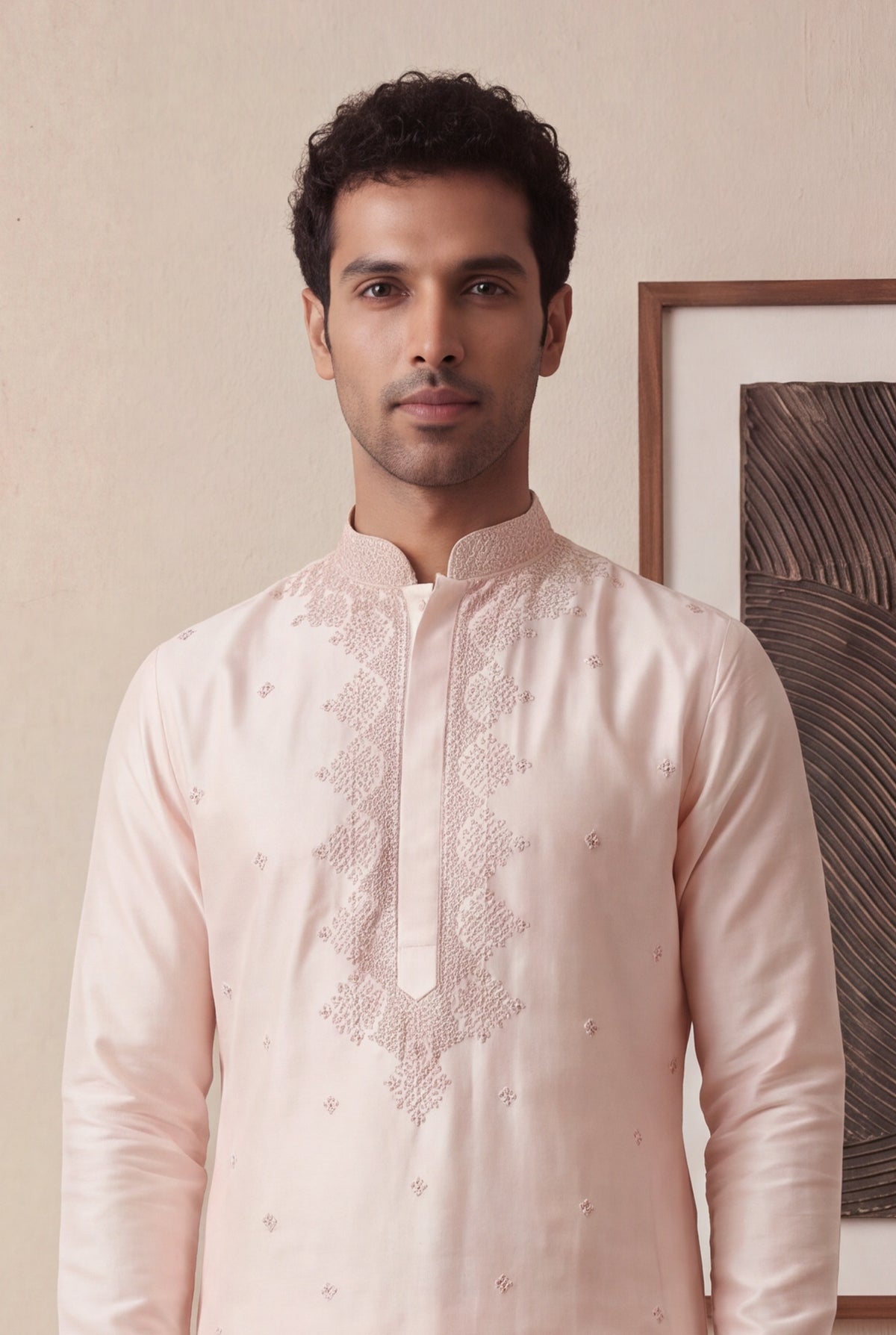 Peach Raw Silk Kurta Pant Set
