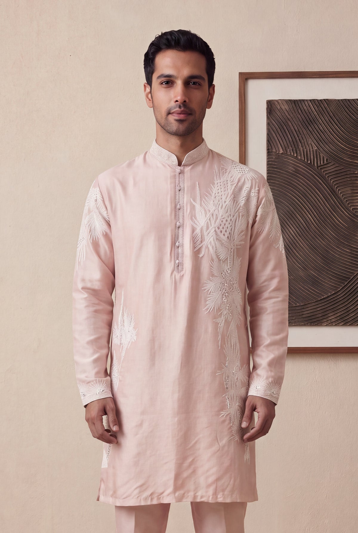 Peach Raw Silk Kurta Pant Set