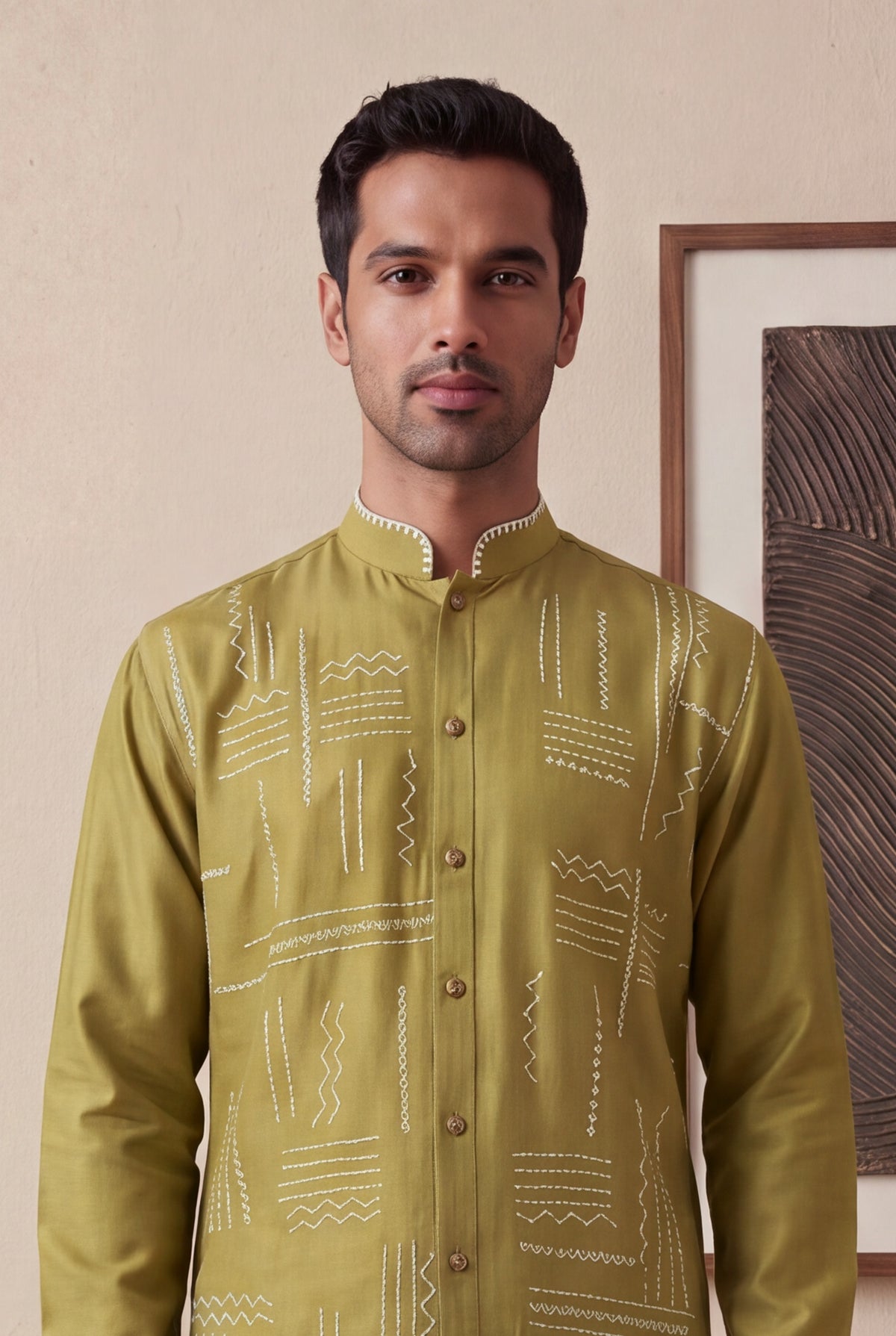 Olive Green Nysa Silk Kurta Pant Set