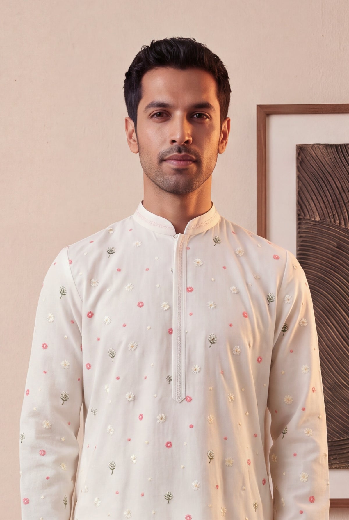 Off White Linen Kurta Set