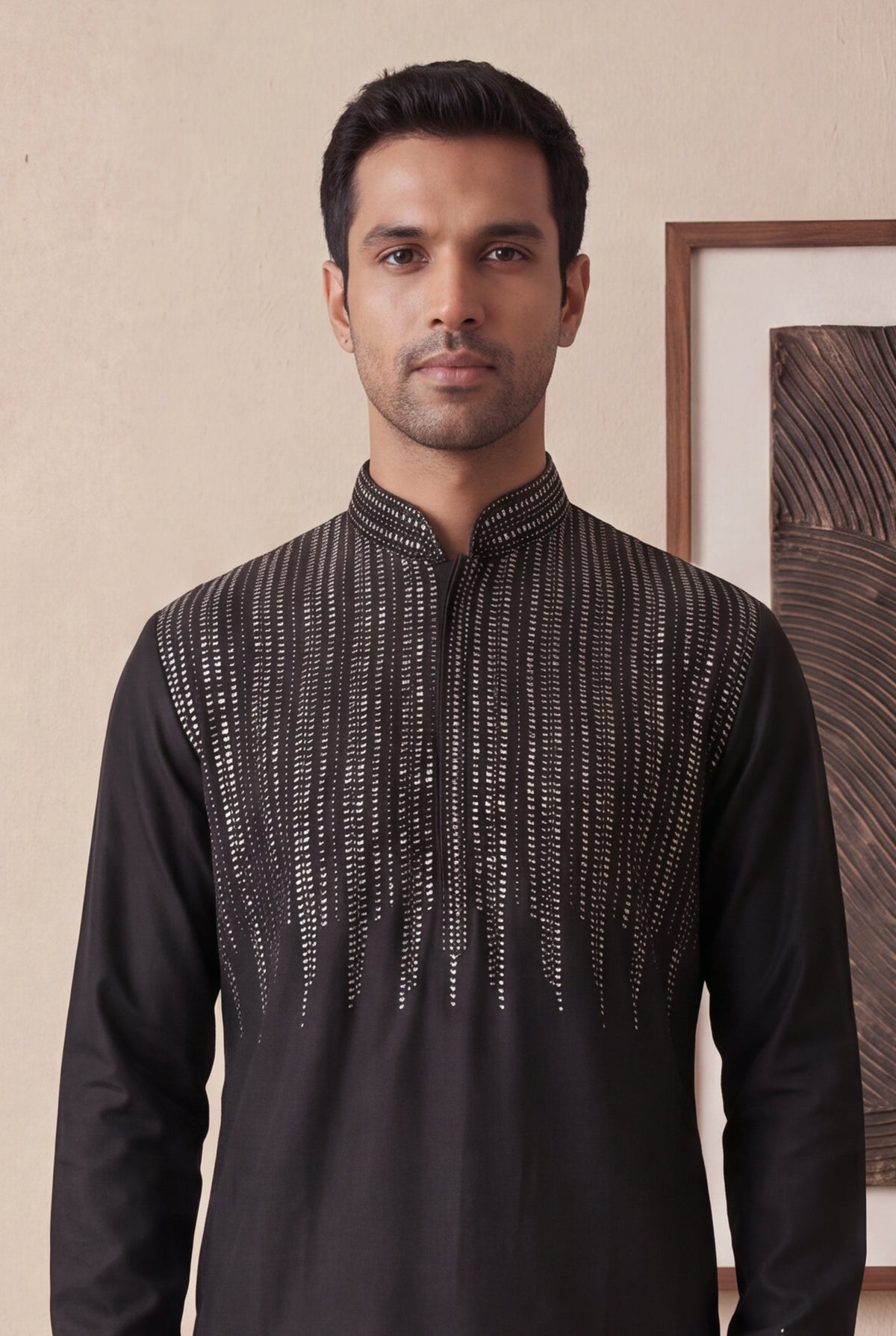 Black Nysa Silk Kurta Pant Set