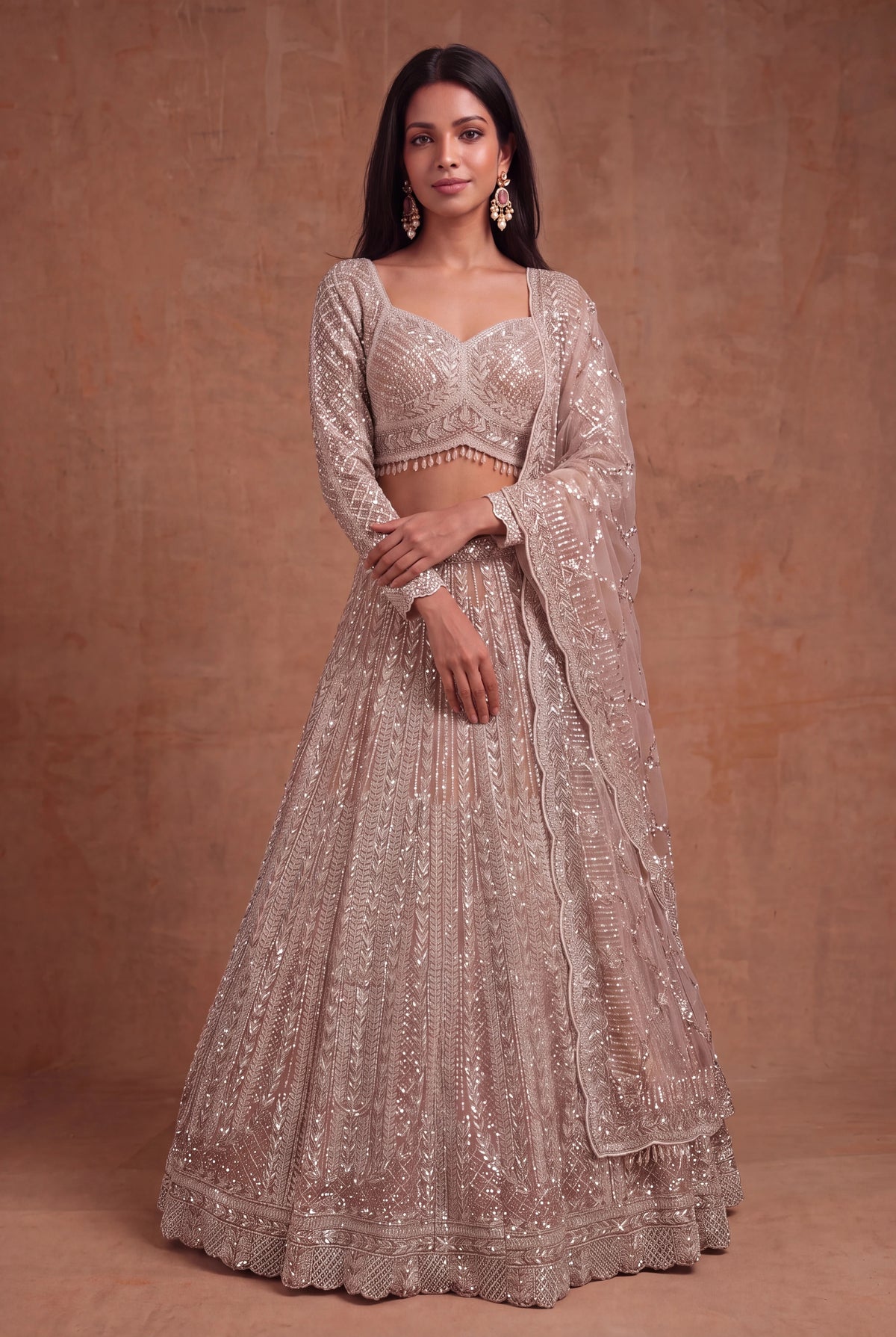 Champagne Net Lehenga