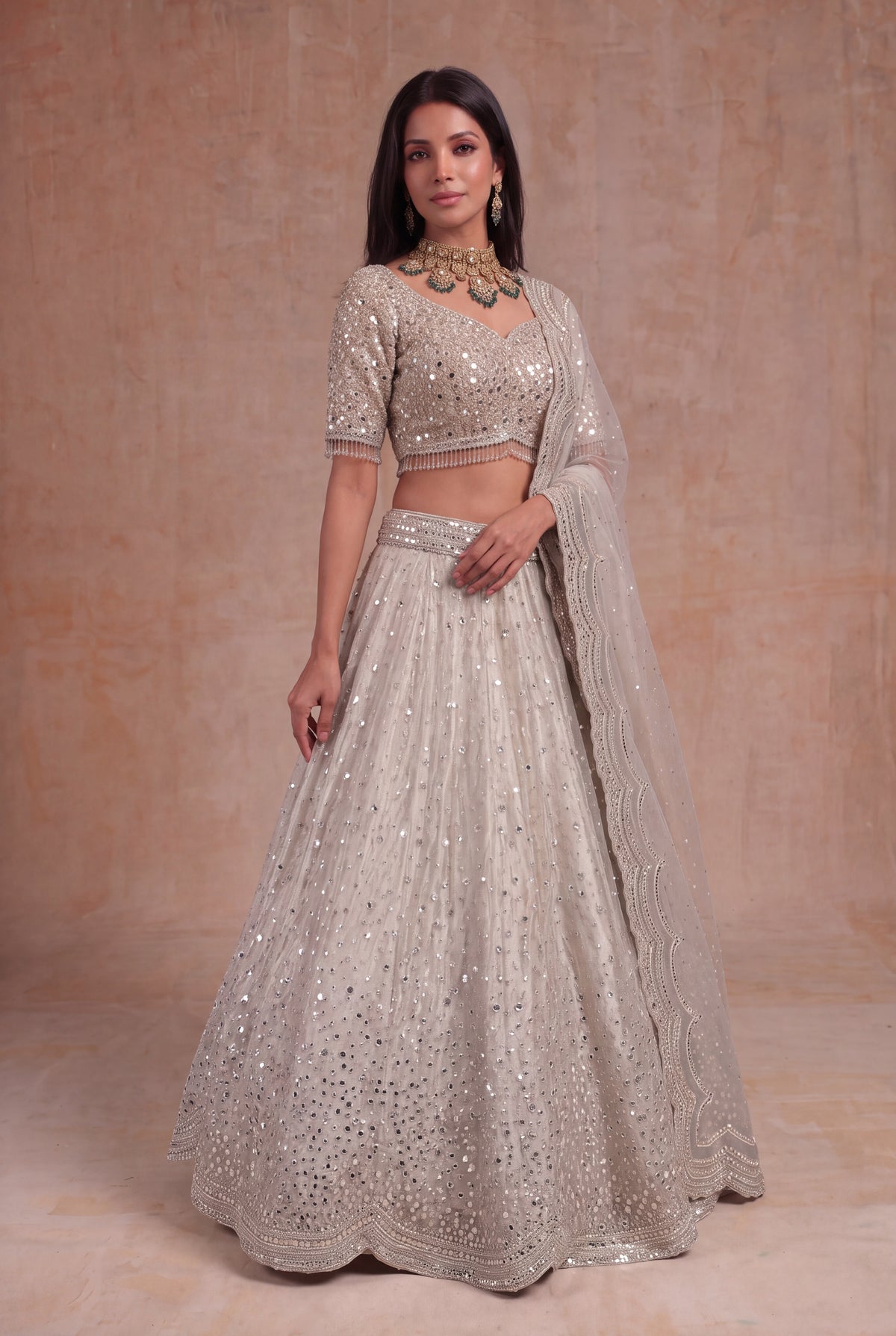 Rose Gold Tissue Lehenga