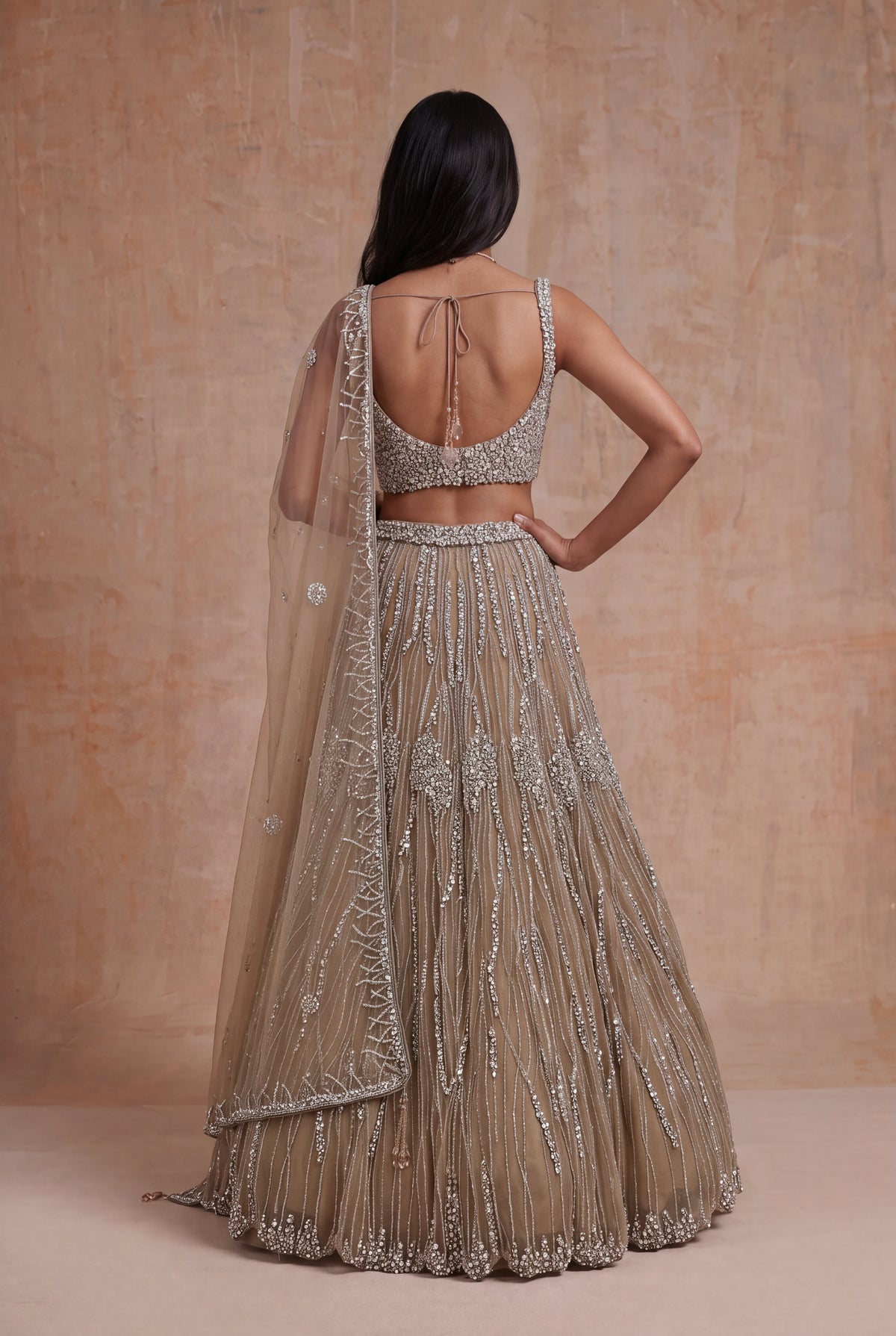 Gold Embellished Net Lehenga