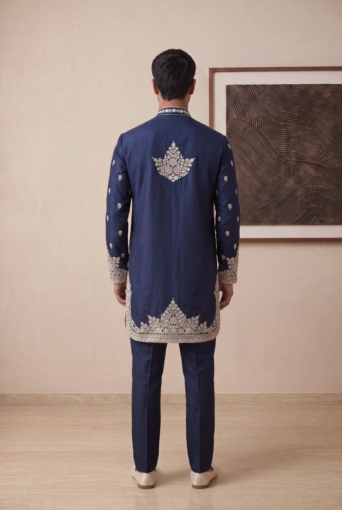 Navy Blue Silk Kurta Pant Set