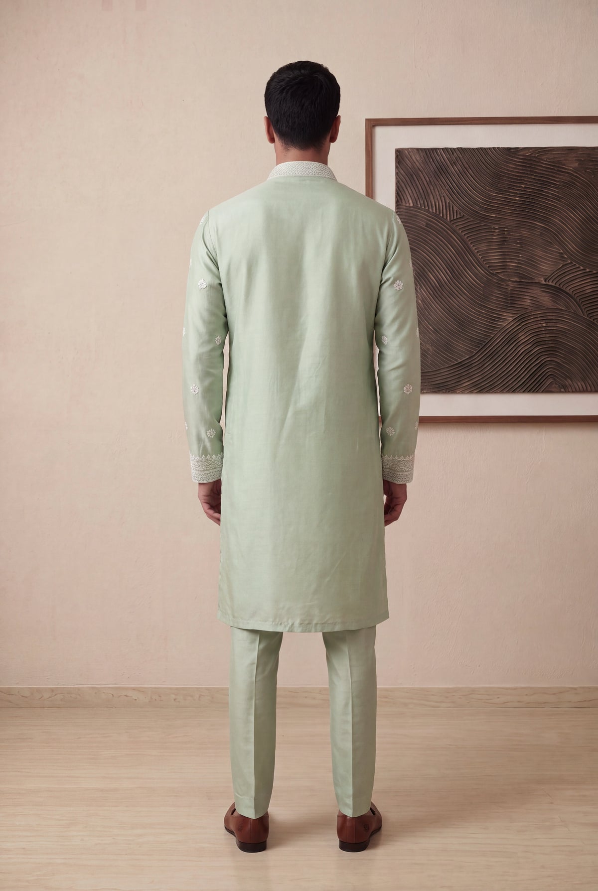 Sage Green Raw Silk Kurta Pant Set
