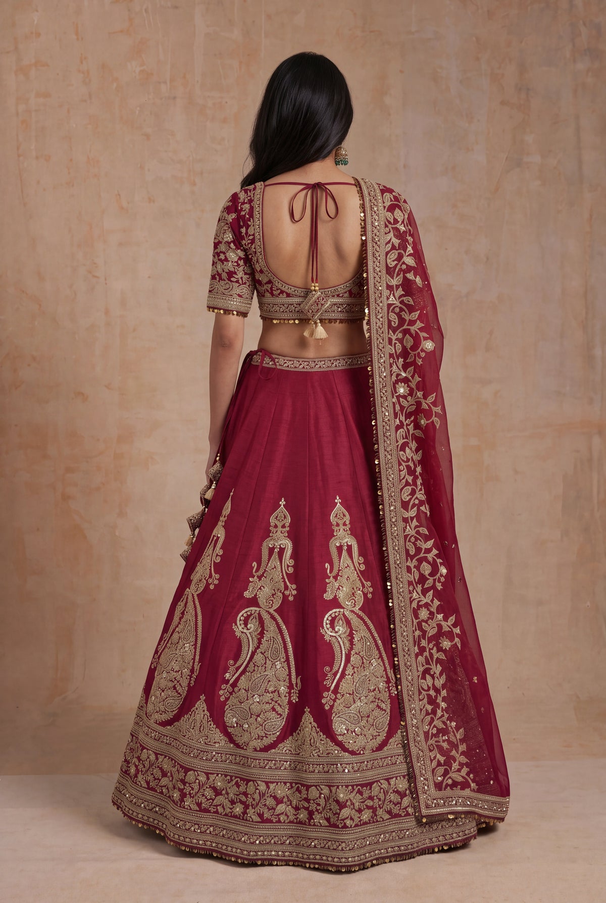 Maroon Raw Silk Lehenga