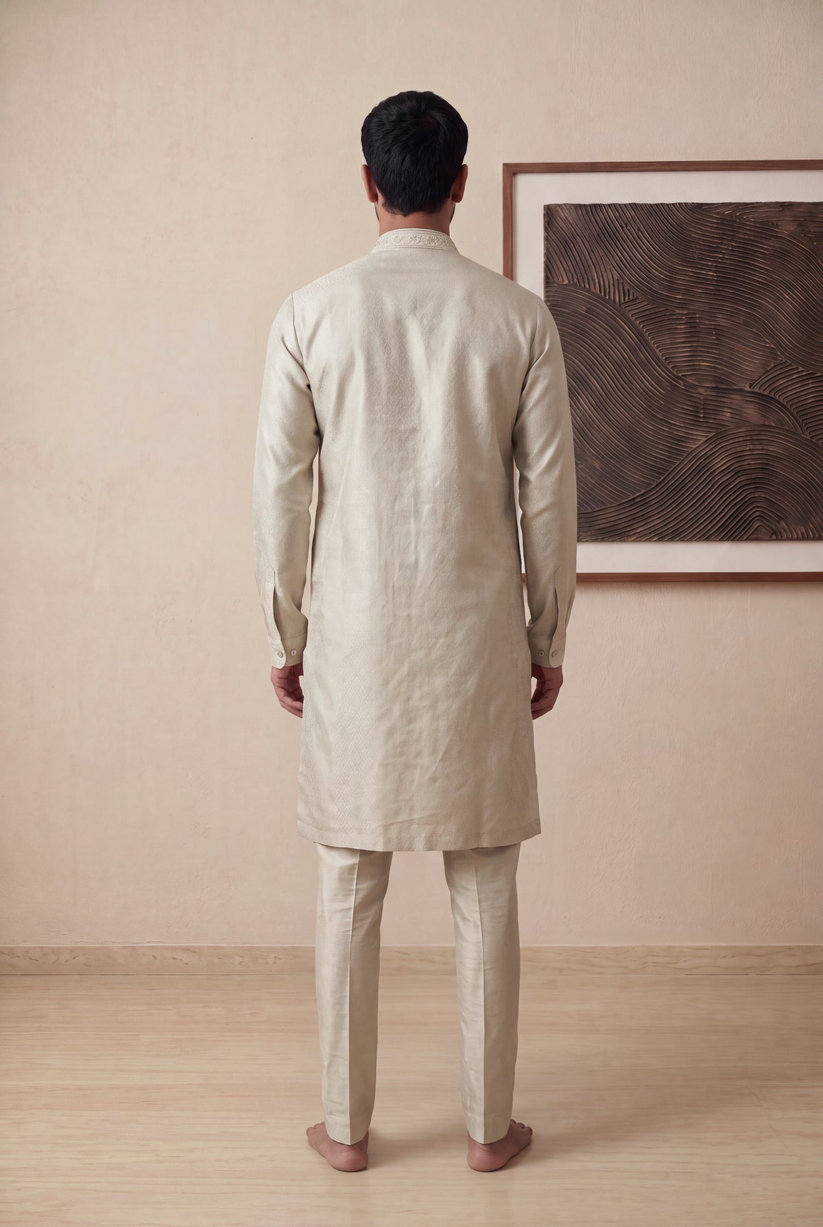 Gold Tissue Thread Work Kurta Pant Set