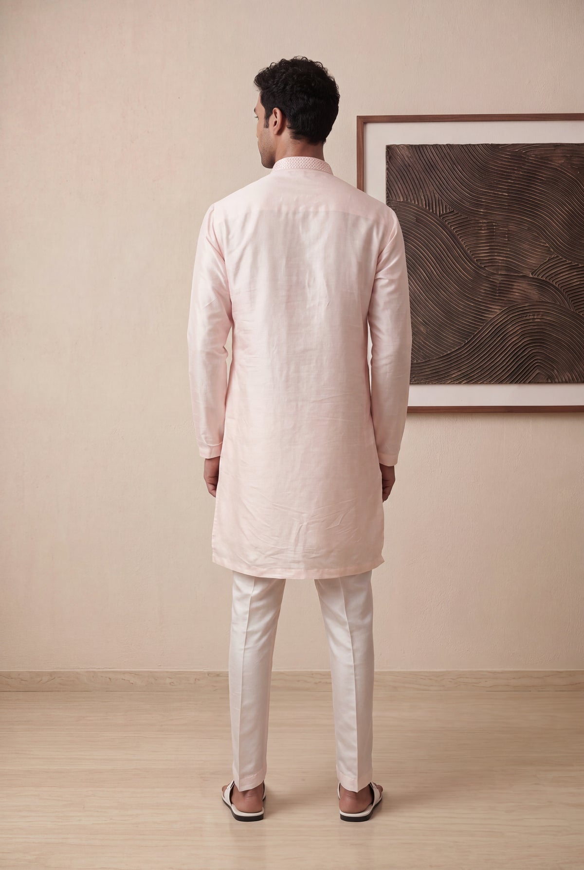 Peach Raw Silk Kurta Pant Set