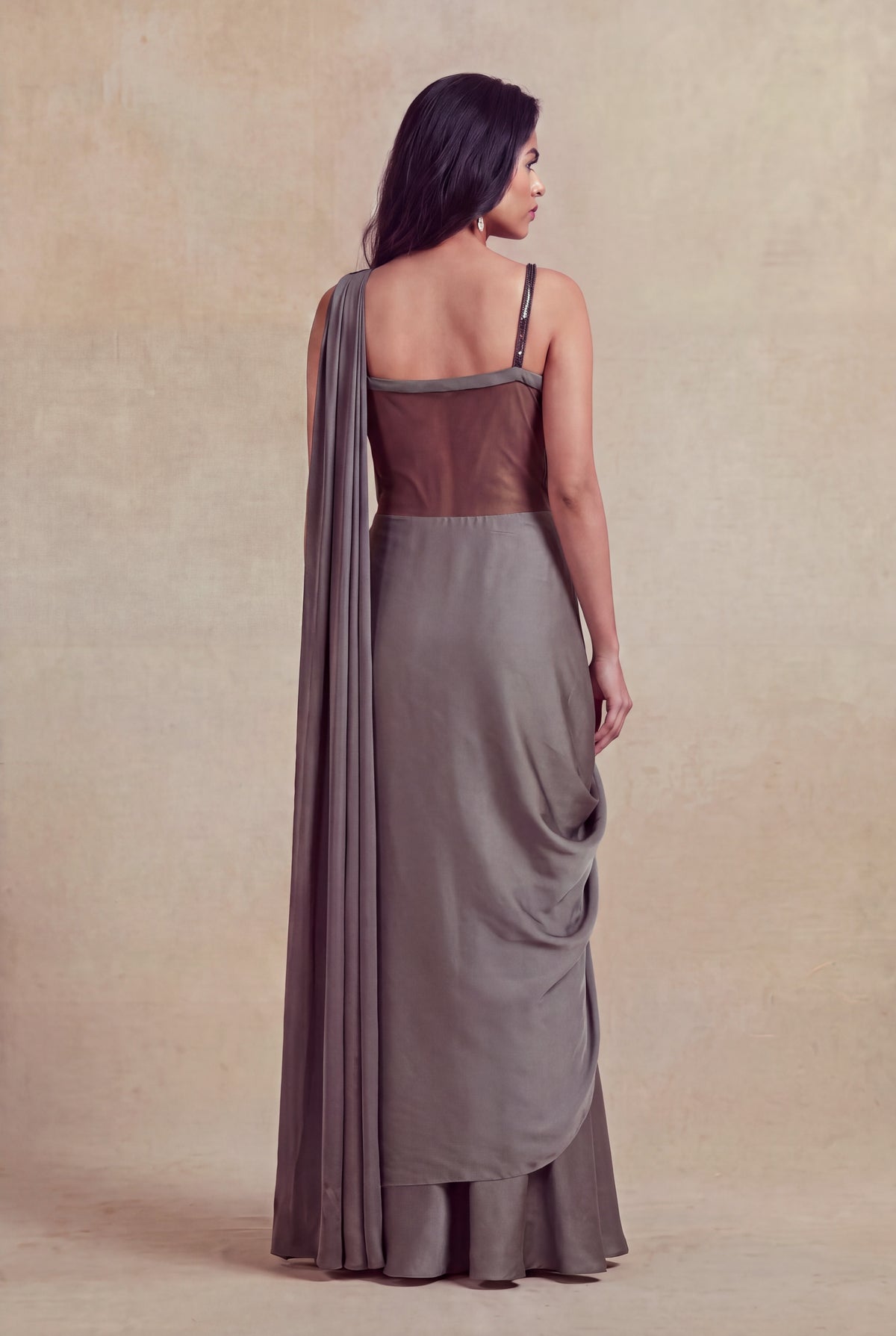 Charcoal Grey Draped Gown