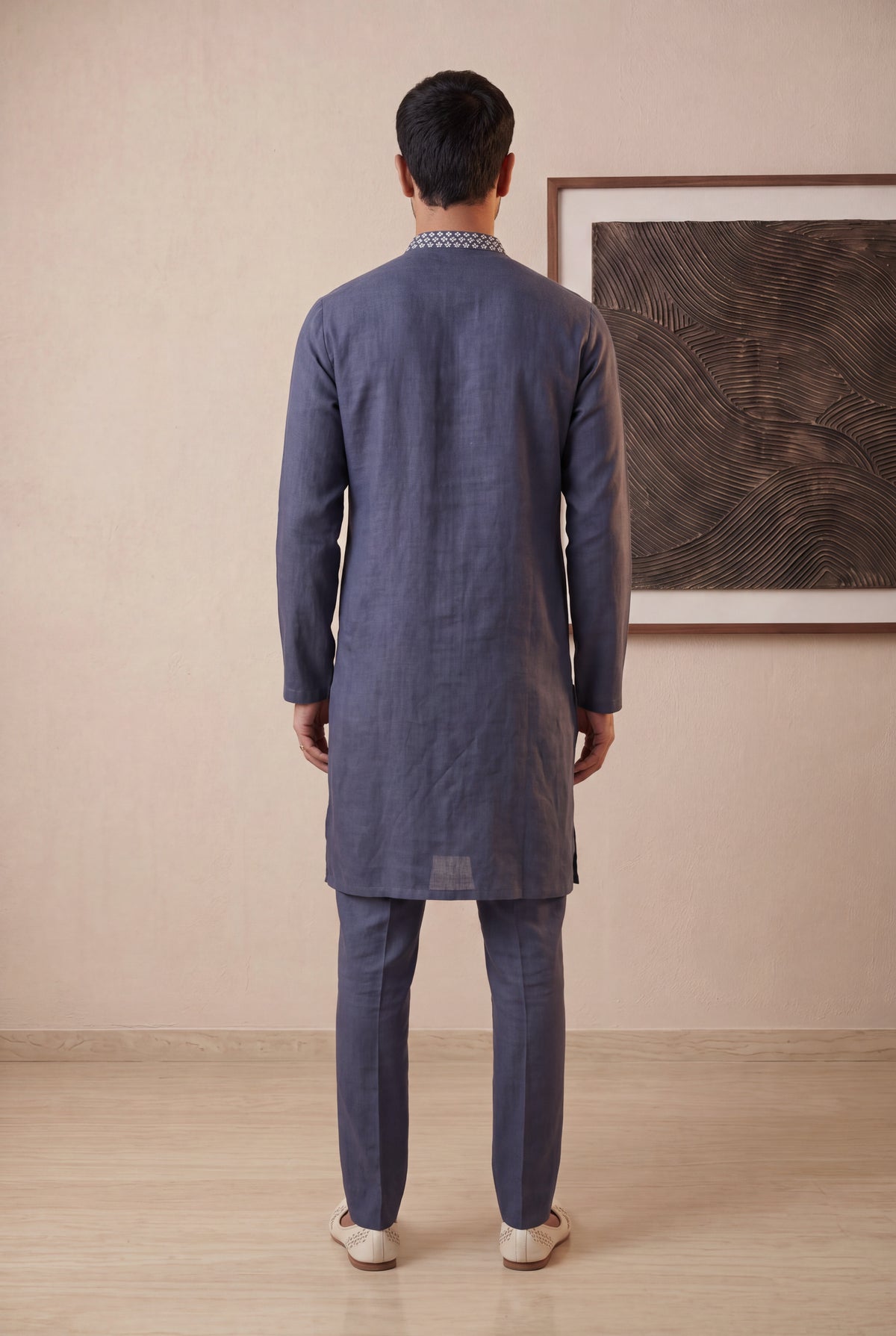 Grey Linen Kurta Pant Set