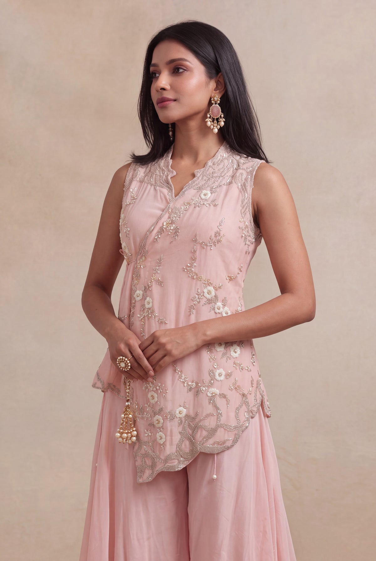 Blush Pink Silk Palazzo Set