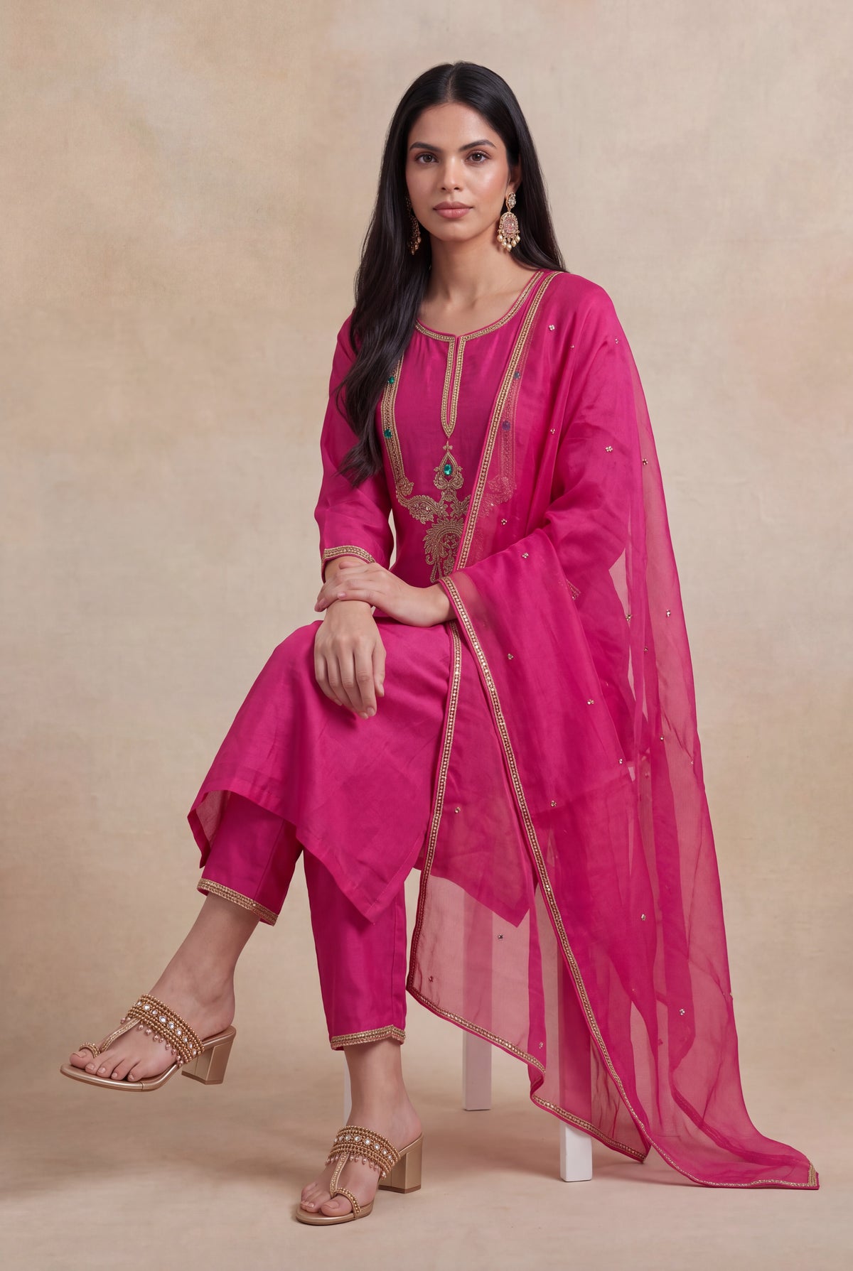 Rani Pink Silk Salwar Set
