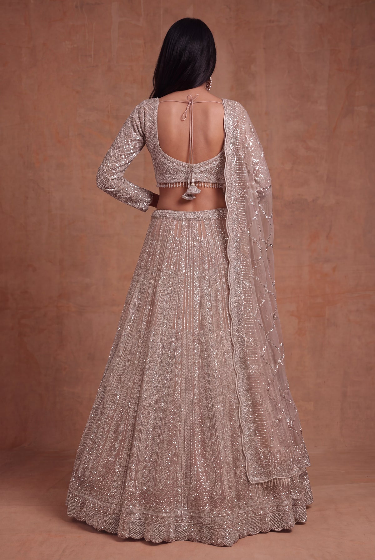 Champagne Net Lehenga