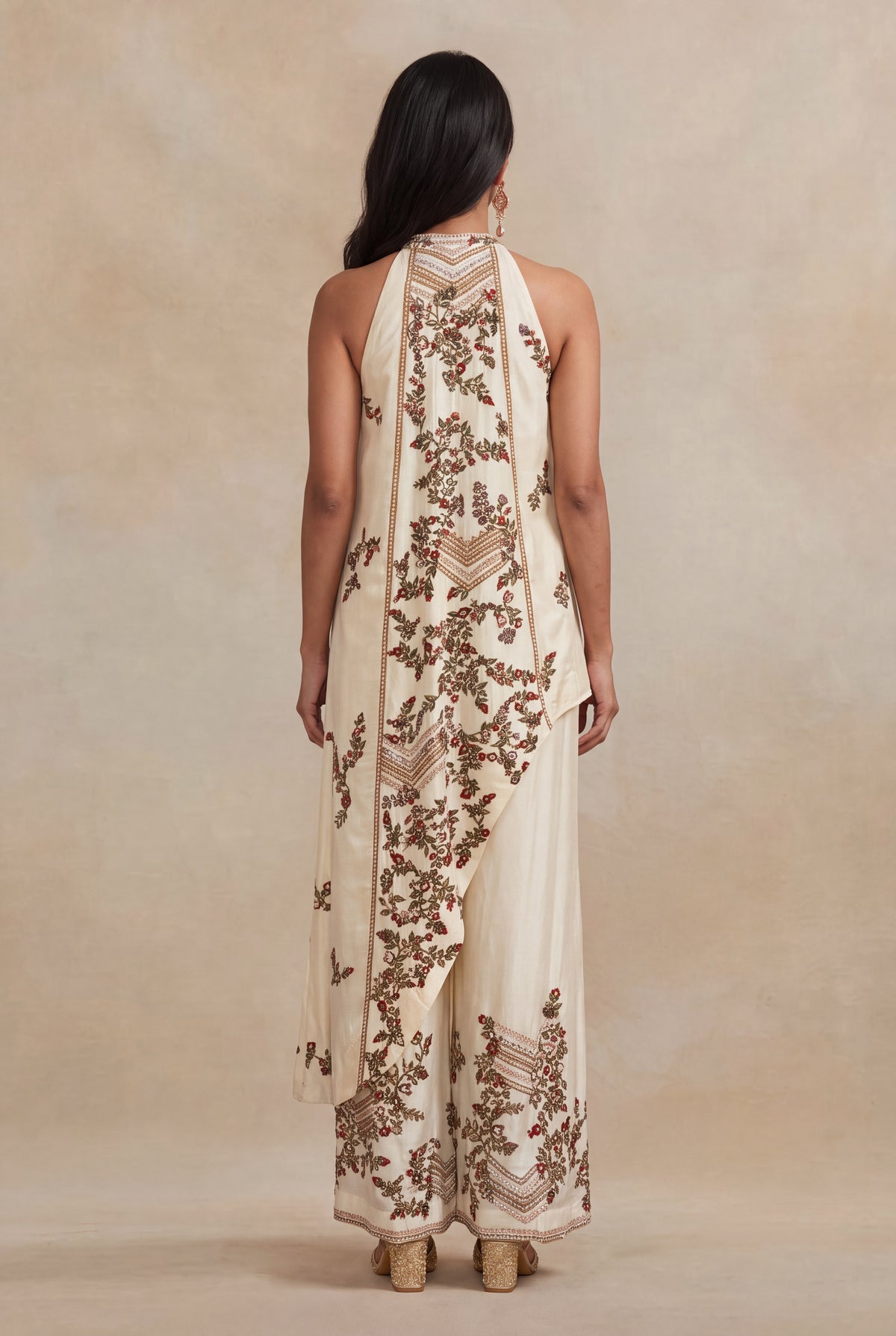 Ivory Silk Indo-Western Set