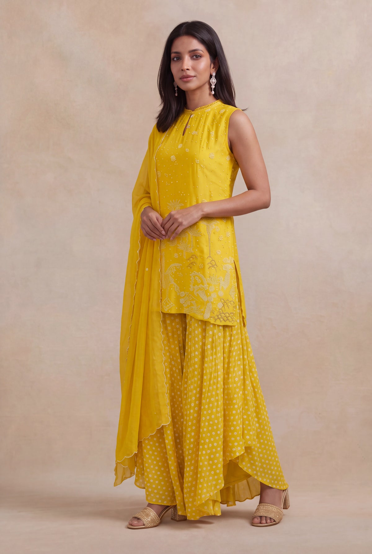 Sunshine Yellow Silk Palazzo Set