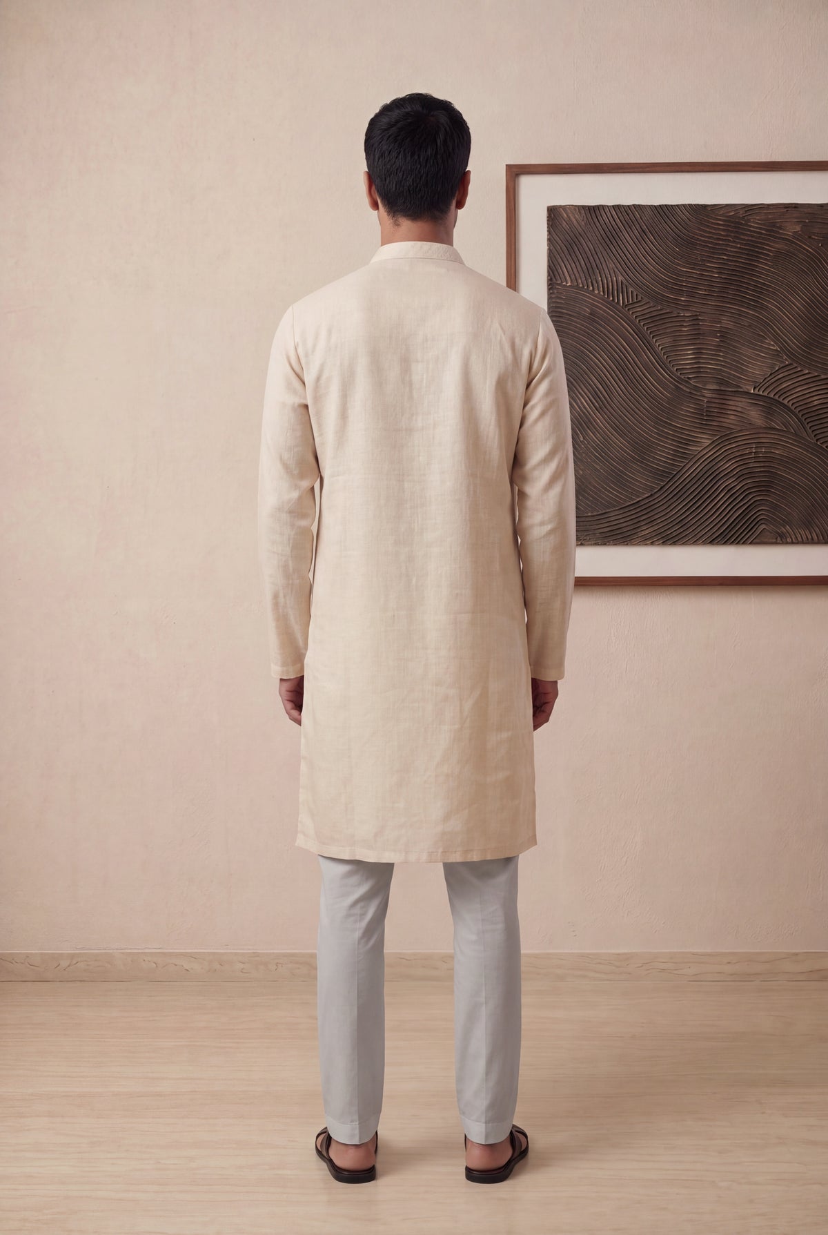 Peach Linen Kurta Pant Set