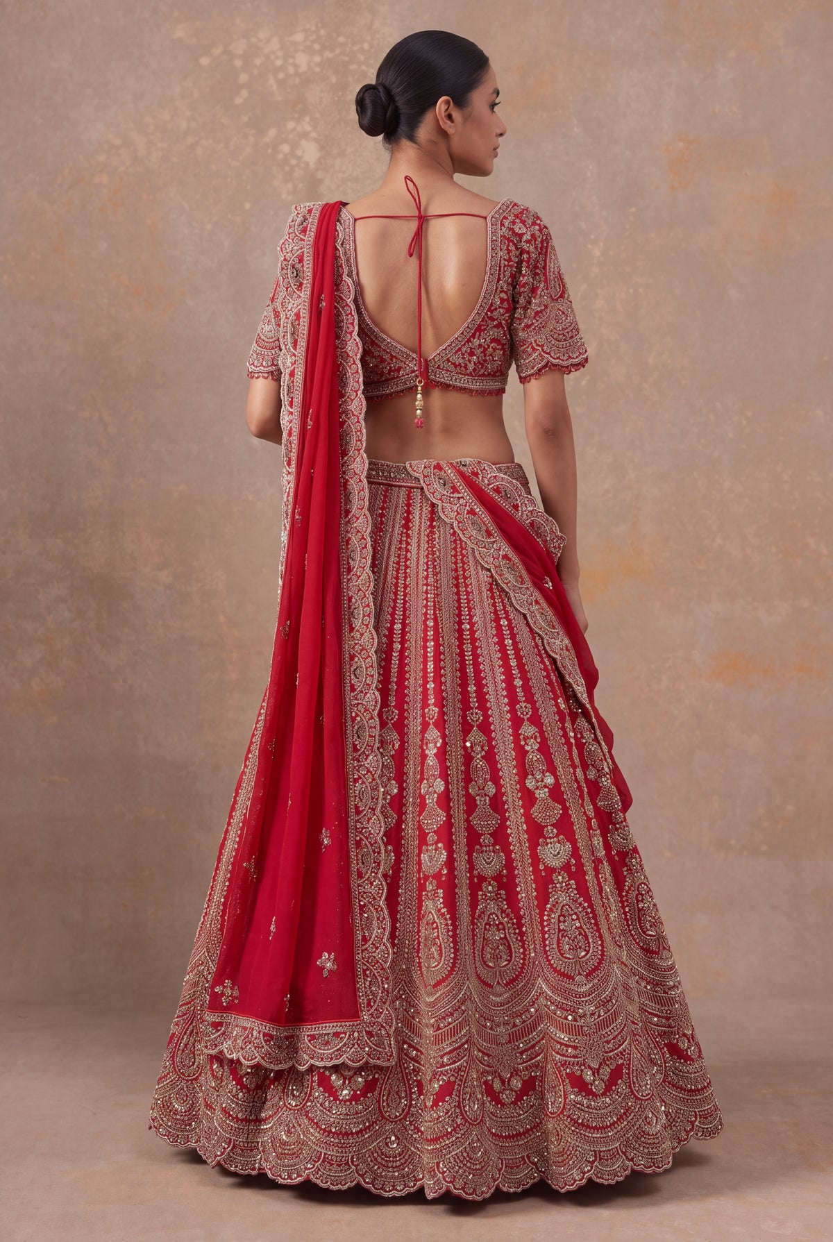 Red Raw Silk Bridal Lehenga