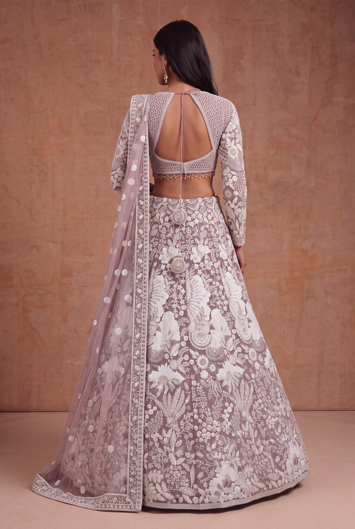 Dusty Mauve Net Lehenga