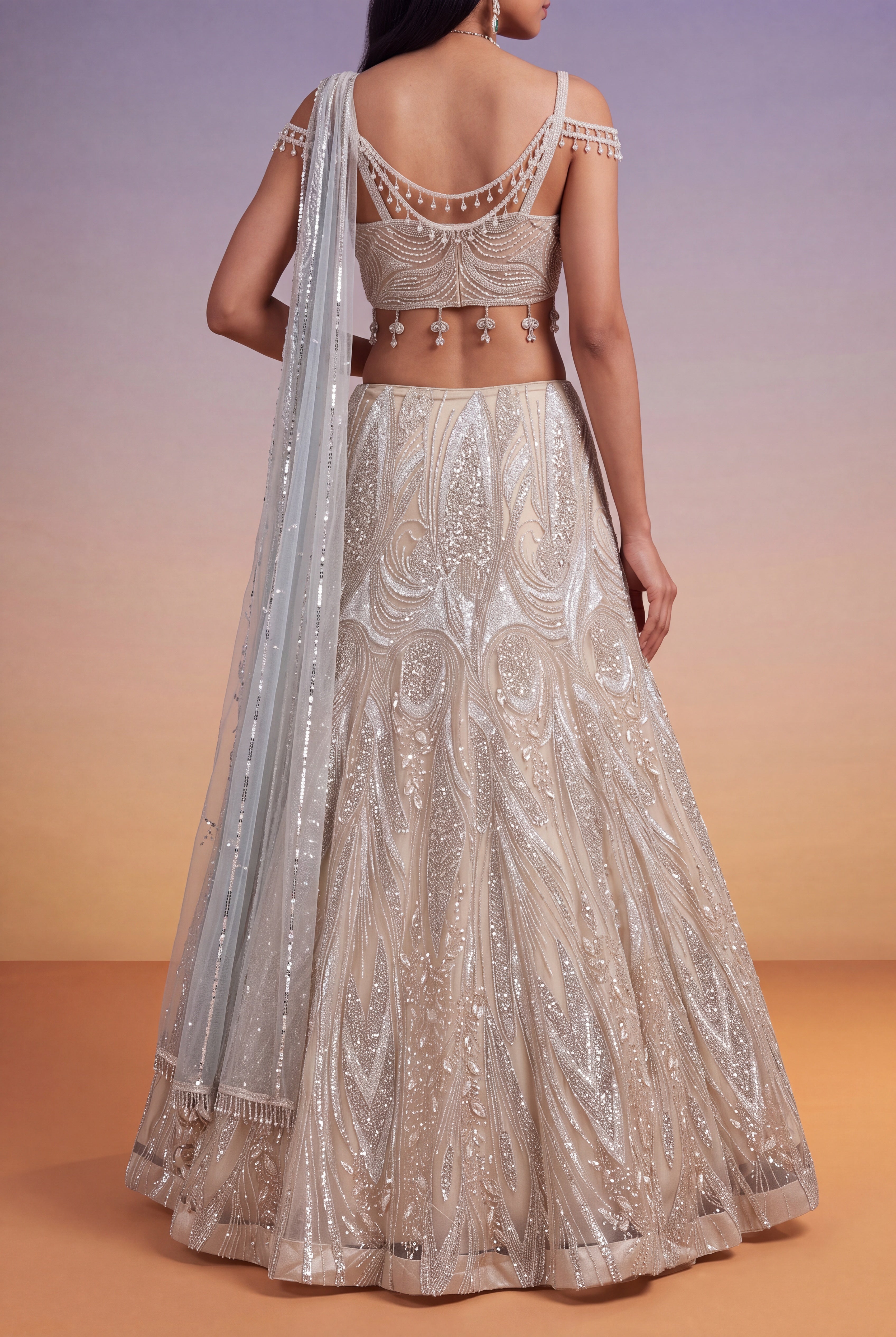 Champagne Fish Cut Lehenga