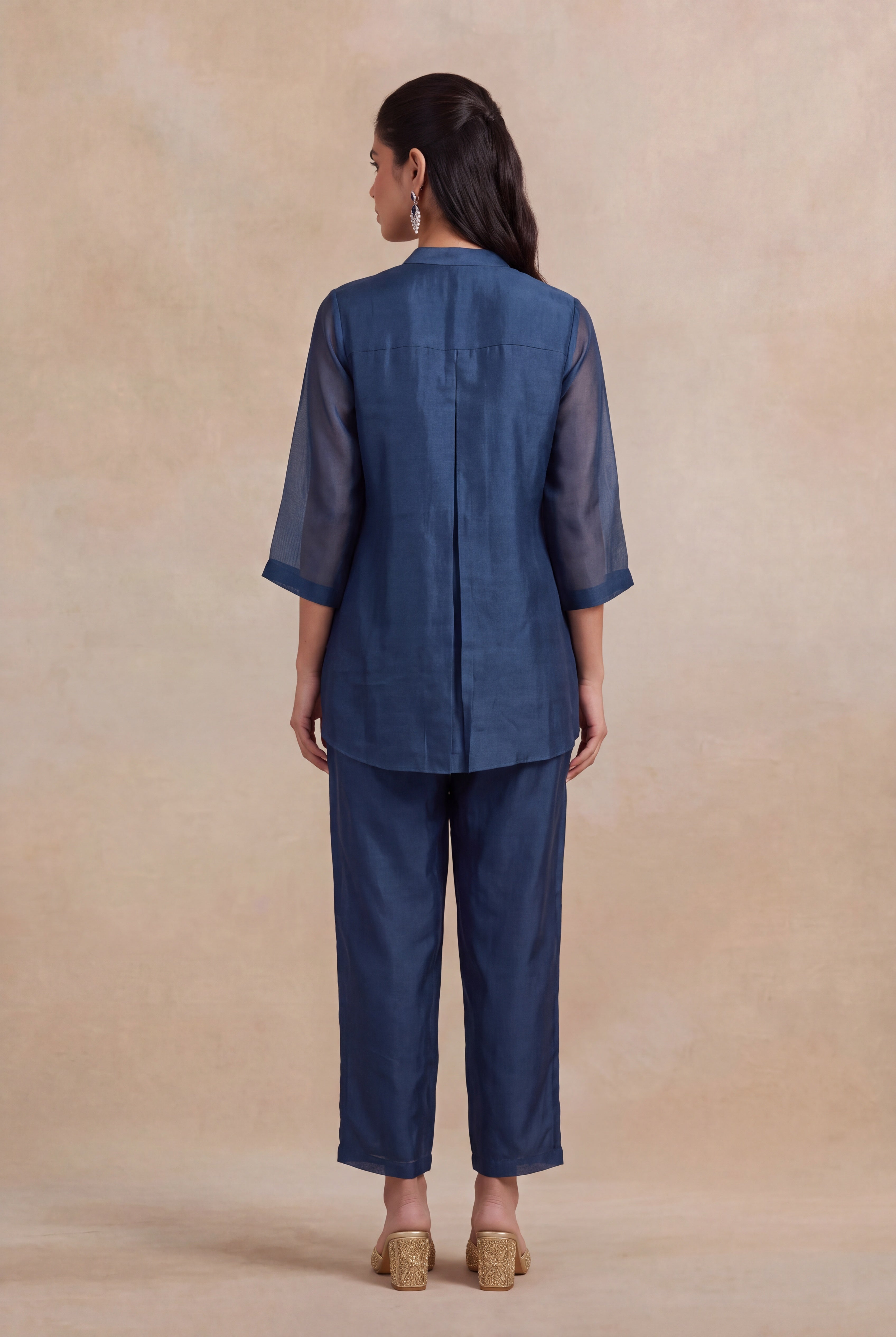 Navy Blue Organza Co-ord Set