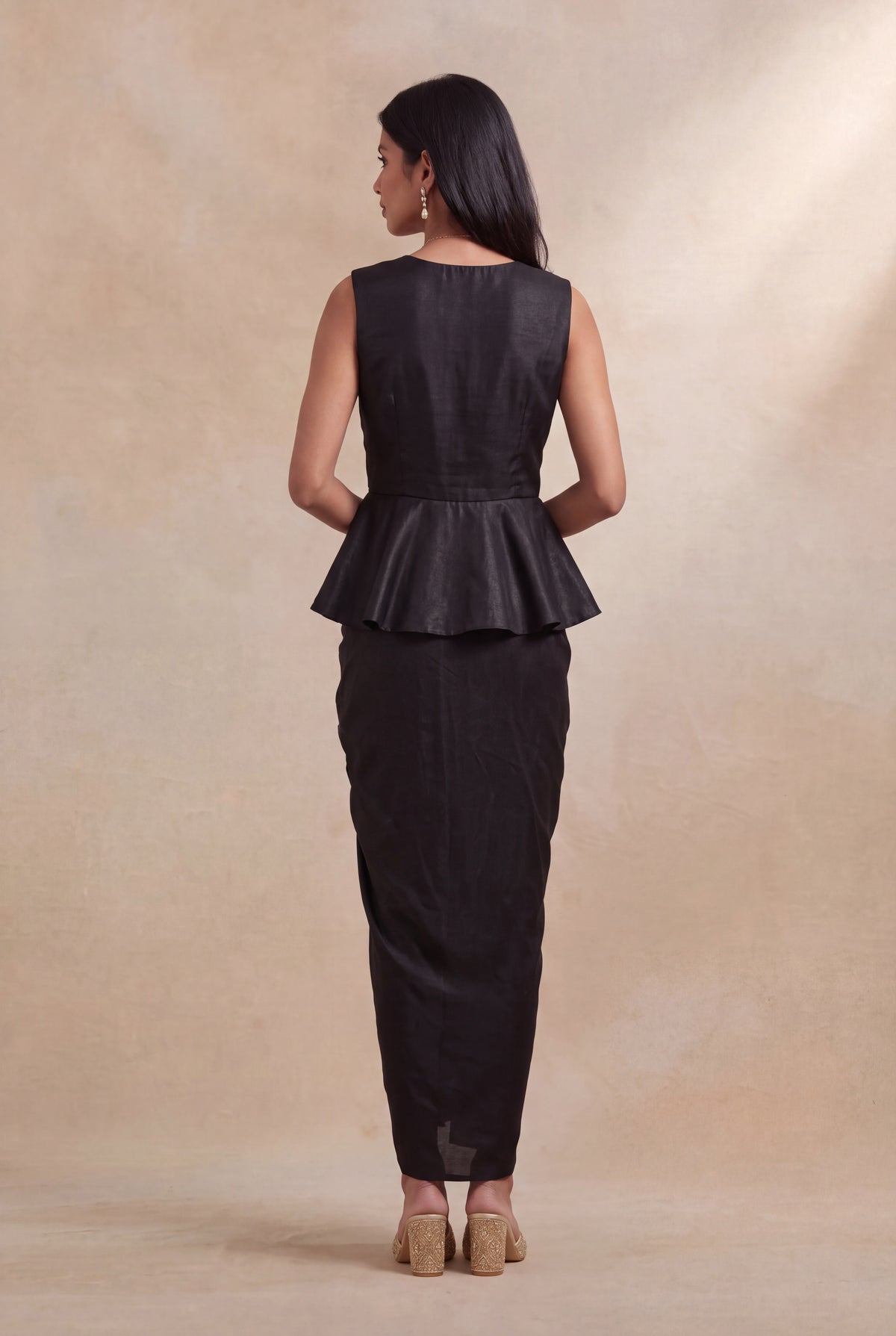 Black Indo-Western Drape Dress