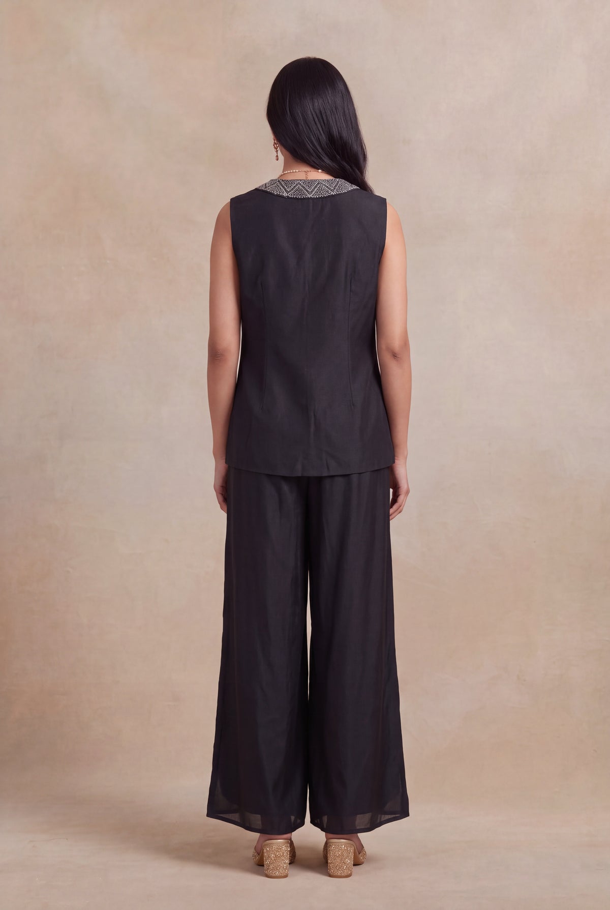 Black Silk Indo-Western Palazzo Set