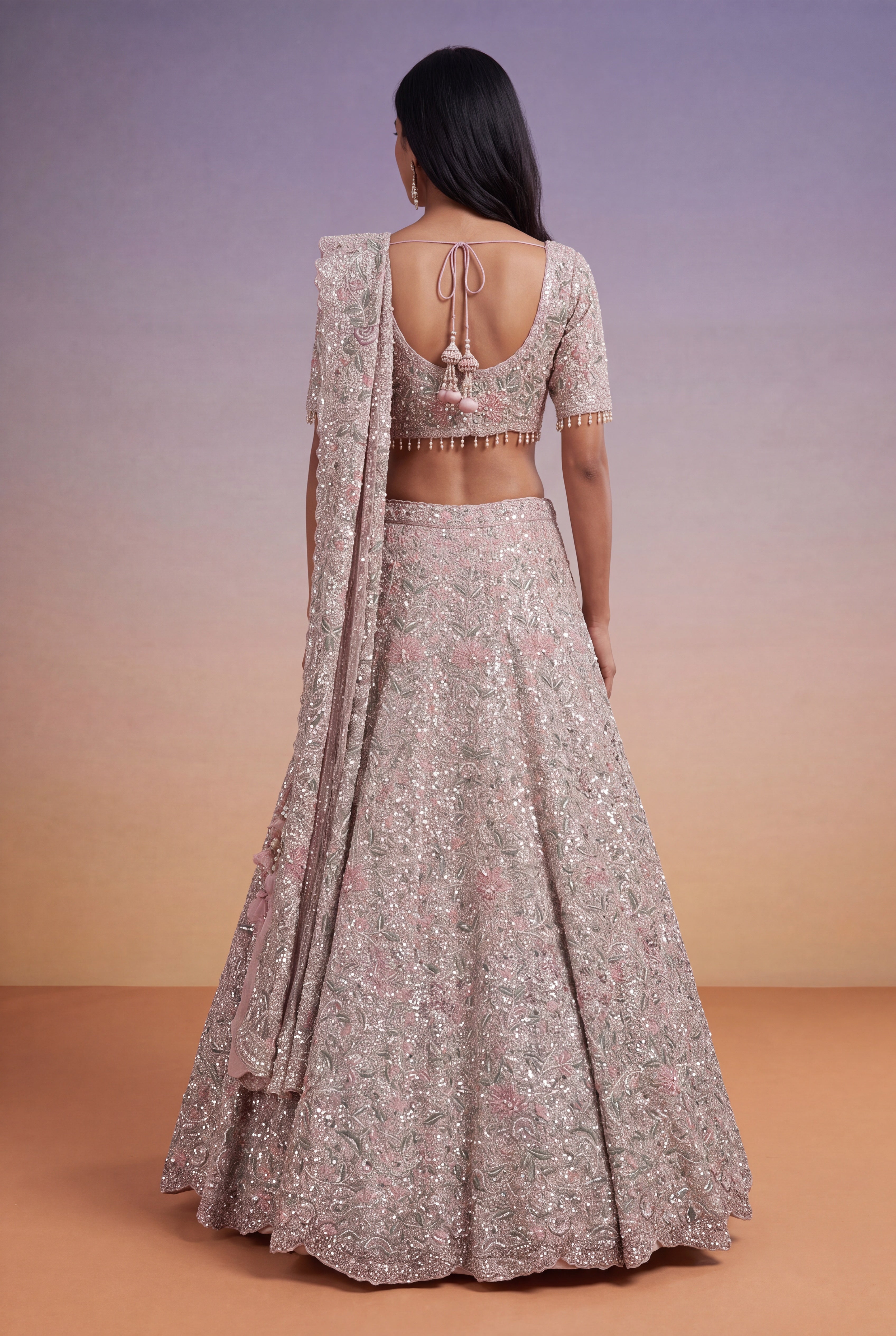 Blush Pink Net Lehenga