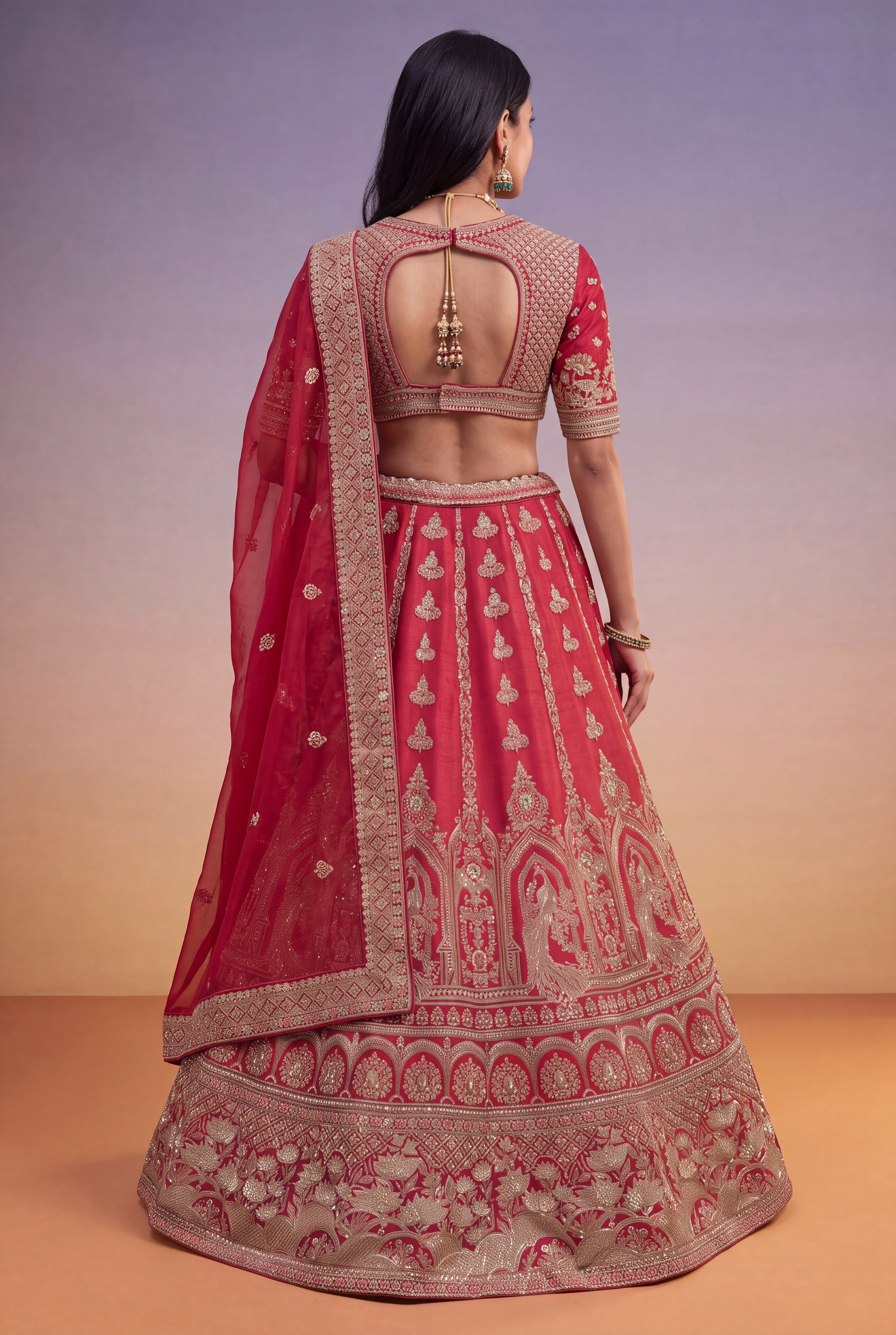 Bridal Red Raw Silk Lehenga