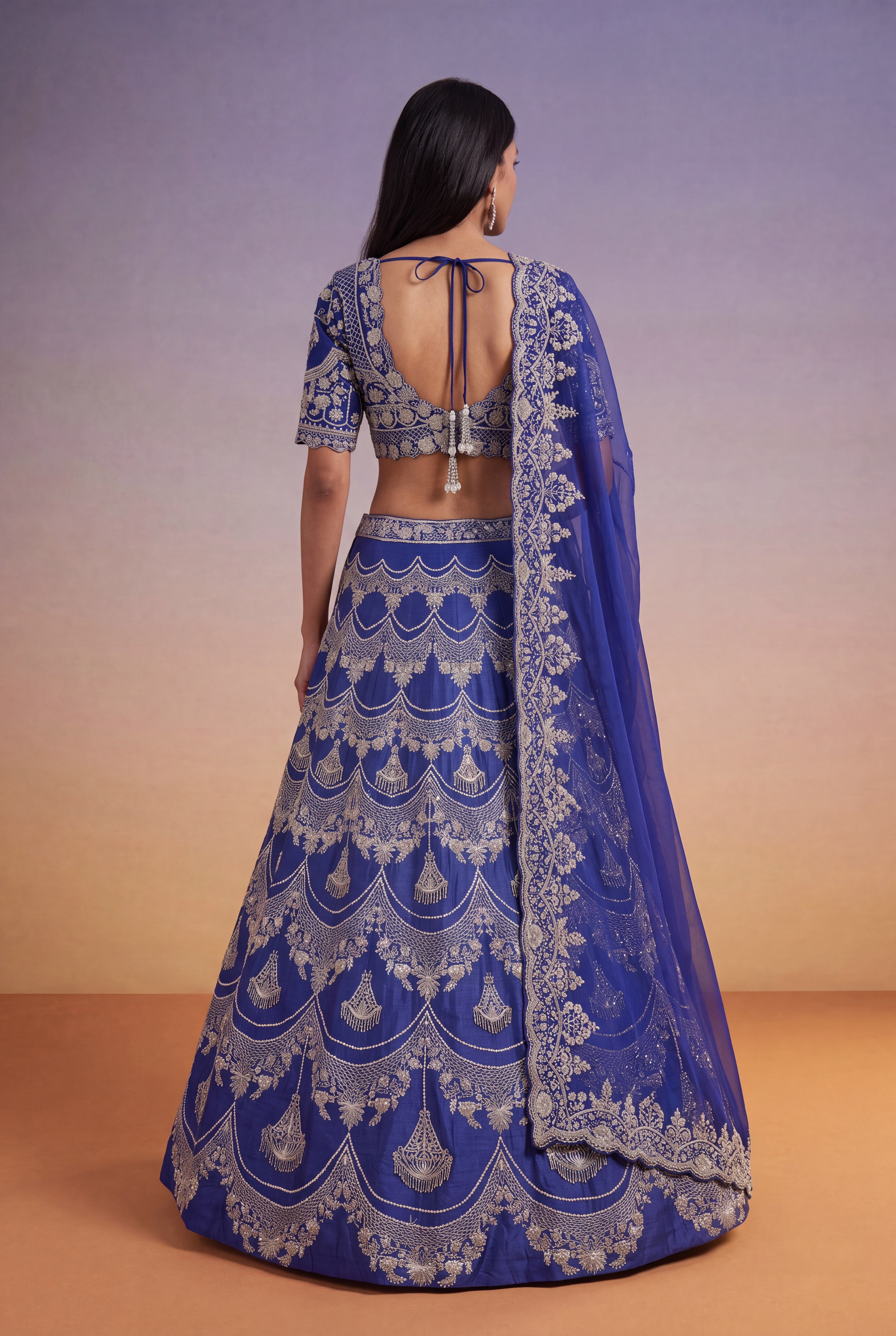 Royal Blue Raw Silk Lehenga