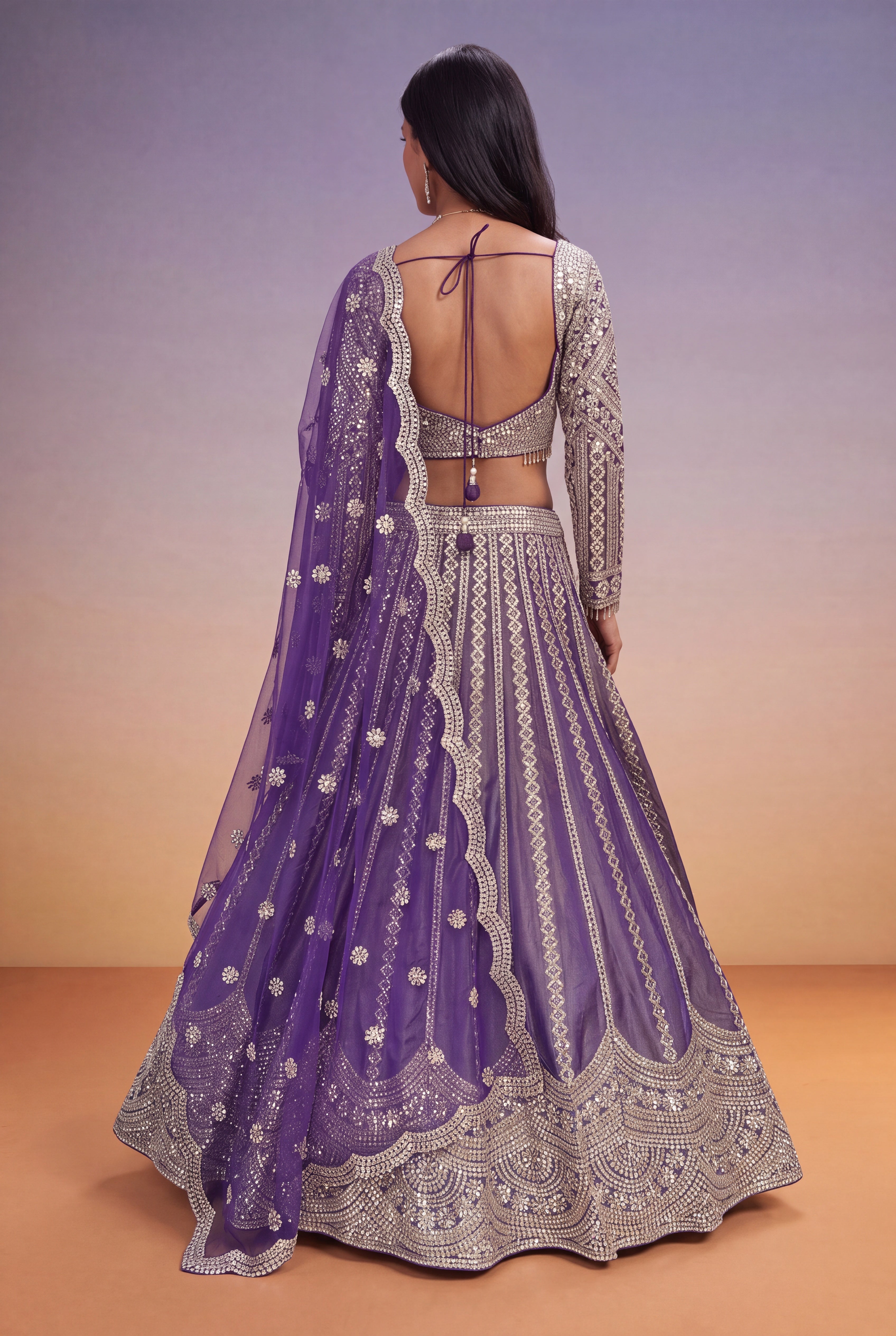 Purple Tissue Lehenga
